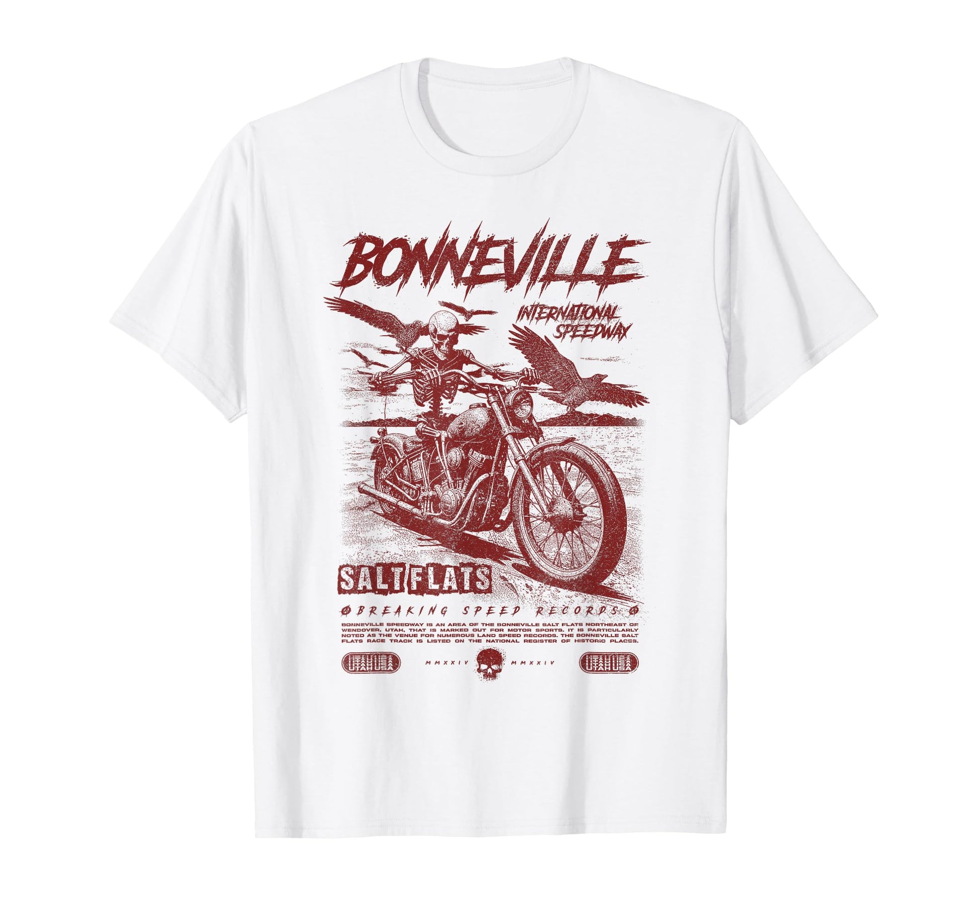 Bonneville Salt Flats Motorcycle T-Shirt - Fun Novelty Design Men Women - T-Shirt, Sweatshirt, Hoodie