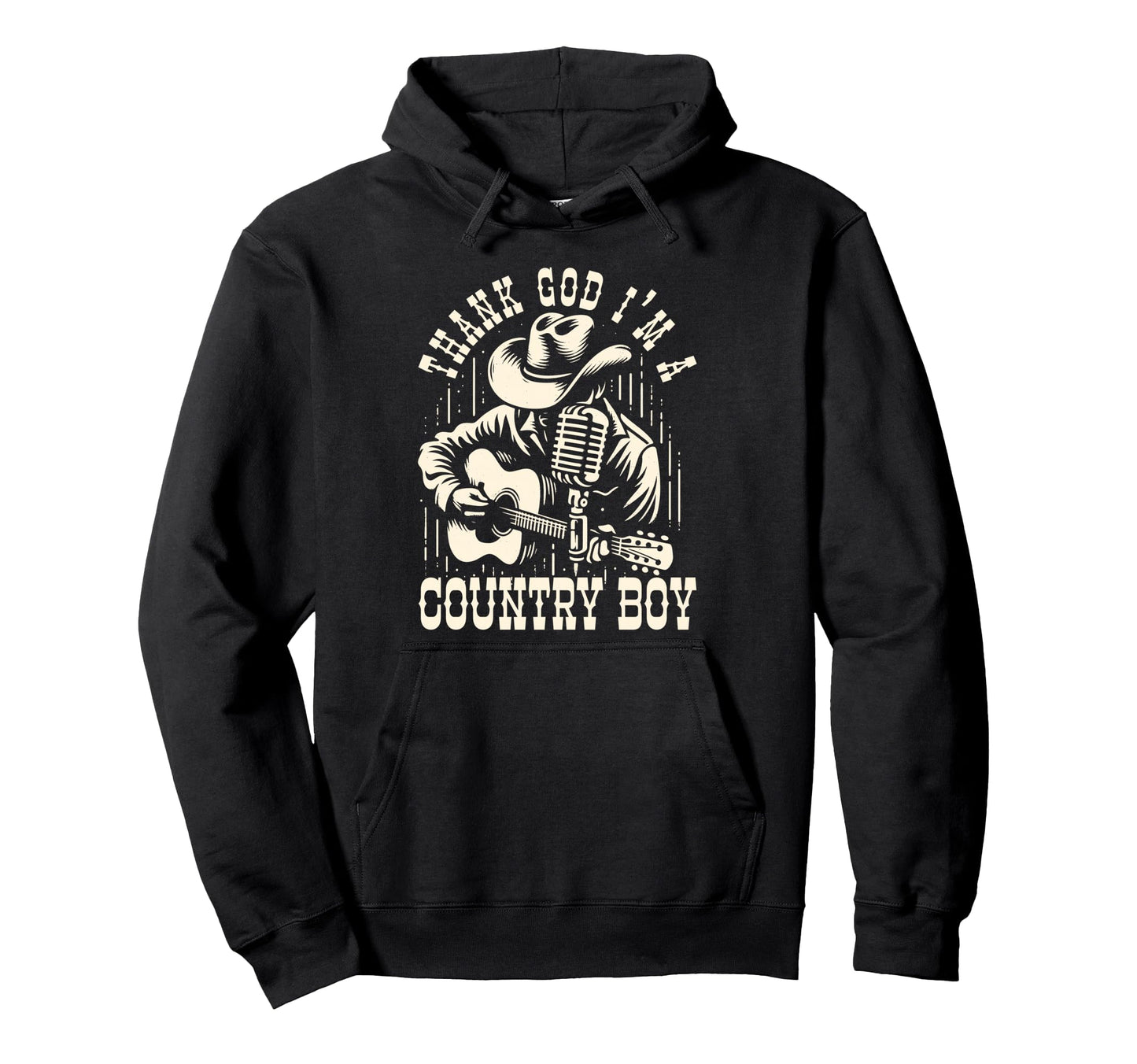 Thank God Im Country Music Cowboy Hoodie - Minimalist Print for Adults - T-Shirt, Sweatshirt, Hoodie