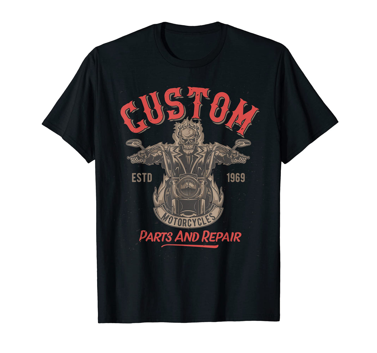 Badass Skeleton Riding Motorcycle Flames T-Shirt - Graphic Print Unisex - T-Shirt, Sweatshirt, Hoodie