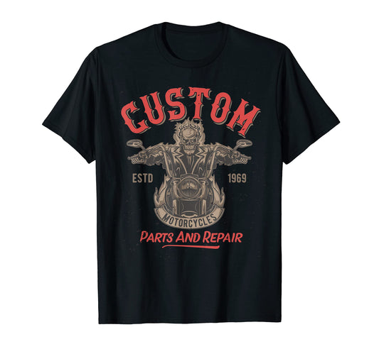 Badass Skeleton Riding Motorcycle Flames T-Shirt - Graphic Print Unisex - T-Shirt, Sweatshirt, Hoodie