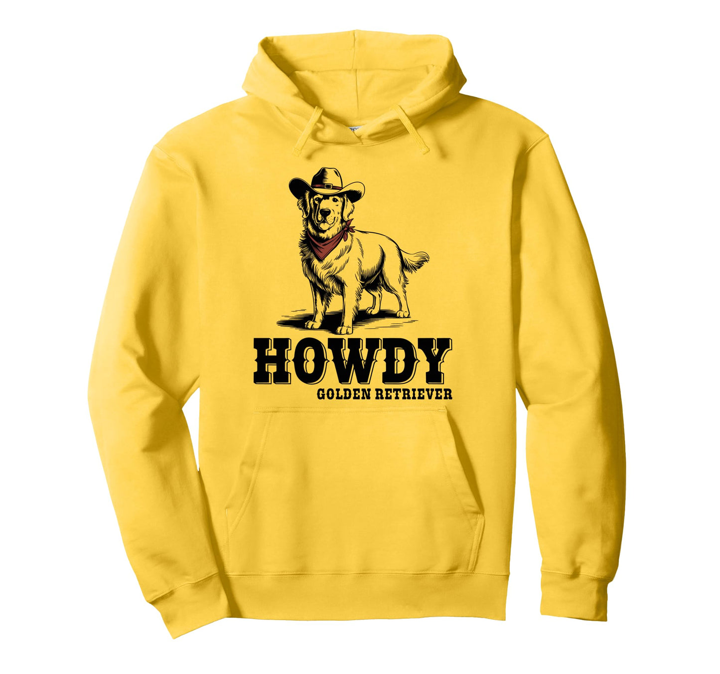 Howdy Golden Retriever Cowboy Dog Hoodie - Novelty Apparel for Adults - T-Shirt, Sweatshirt, Hoodie