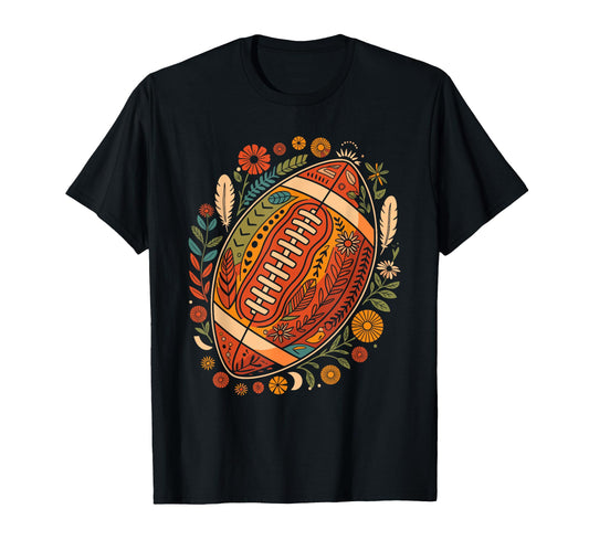 Boho Football Flowers Fall T-Shirt - Streetwear Style Unisex - T-Shirt, Sweatshirt, Hoodie