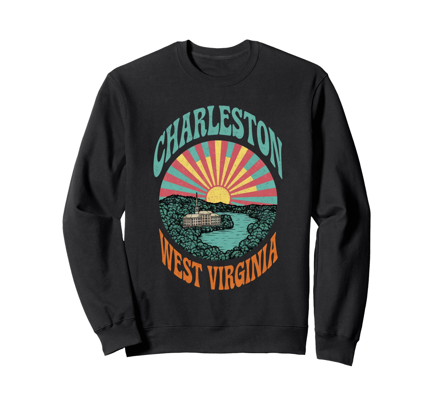 Charleston West Virginia Sunset Sweatshirt - Streetwear Style for Adults - T-Shirt, Sweatshirt, Hoodie