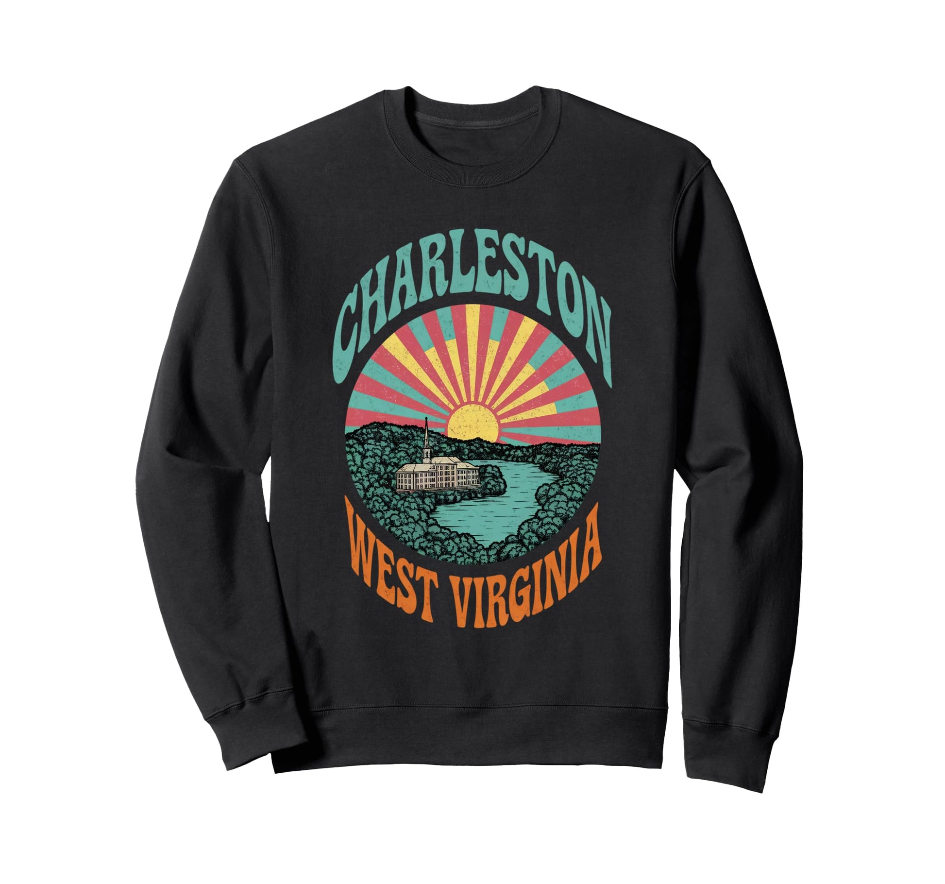 Charleston West Virginia Sunset Sweatshirt - Streetwear Style for Adults - T-Shirt, Sweatshirt, Hoodie