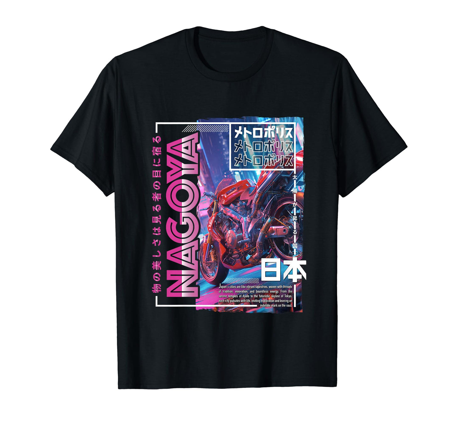 Nagoya City 80S Synthwave Motorcycle T-Shirt - Novelty Apparel Men Women - T-Shirt, Sweatshirt, Hoodie