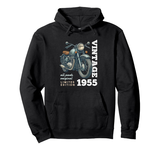 1955 70 Years Old Motorcycle 70Th Hoodie - Aesthetic Graphic for Adults - T-Shirt, Sweatshirt, Hoodie