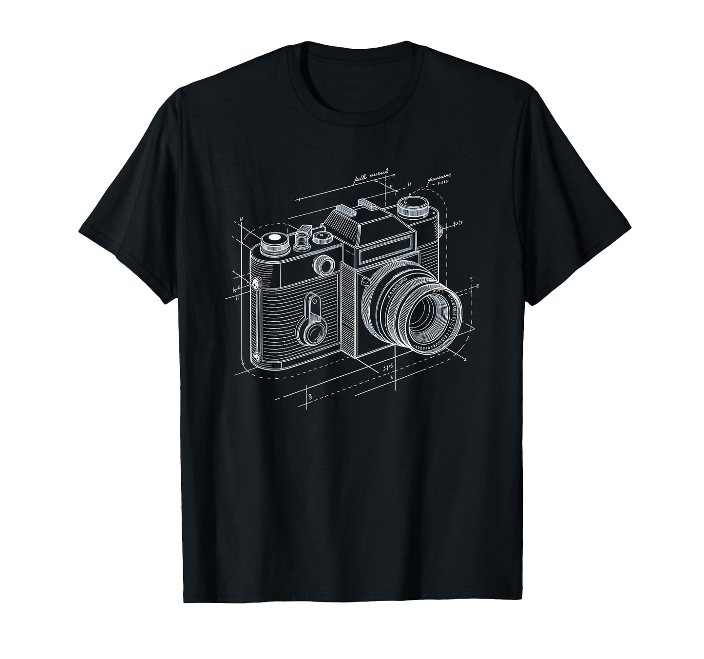 Exploded Camera Diagram Schematic Art T-Shirt - Graphic Print for Adults - T-Shirt, Sweatshirt, Hoodie