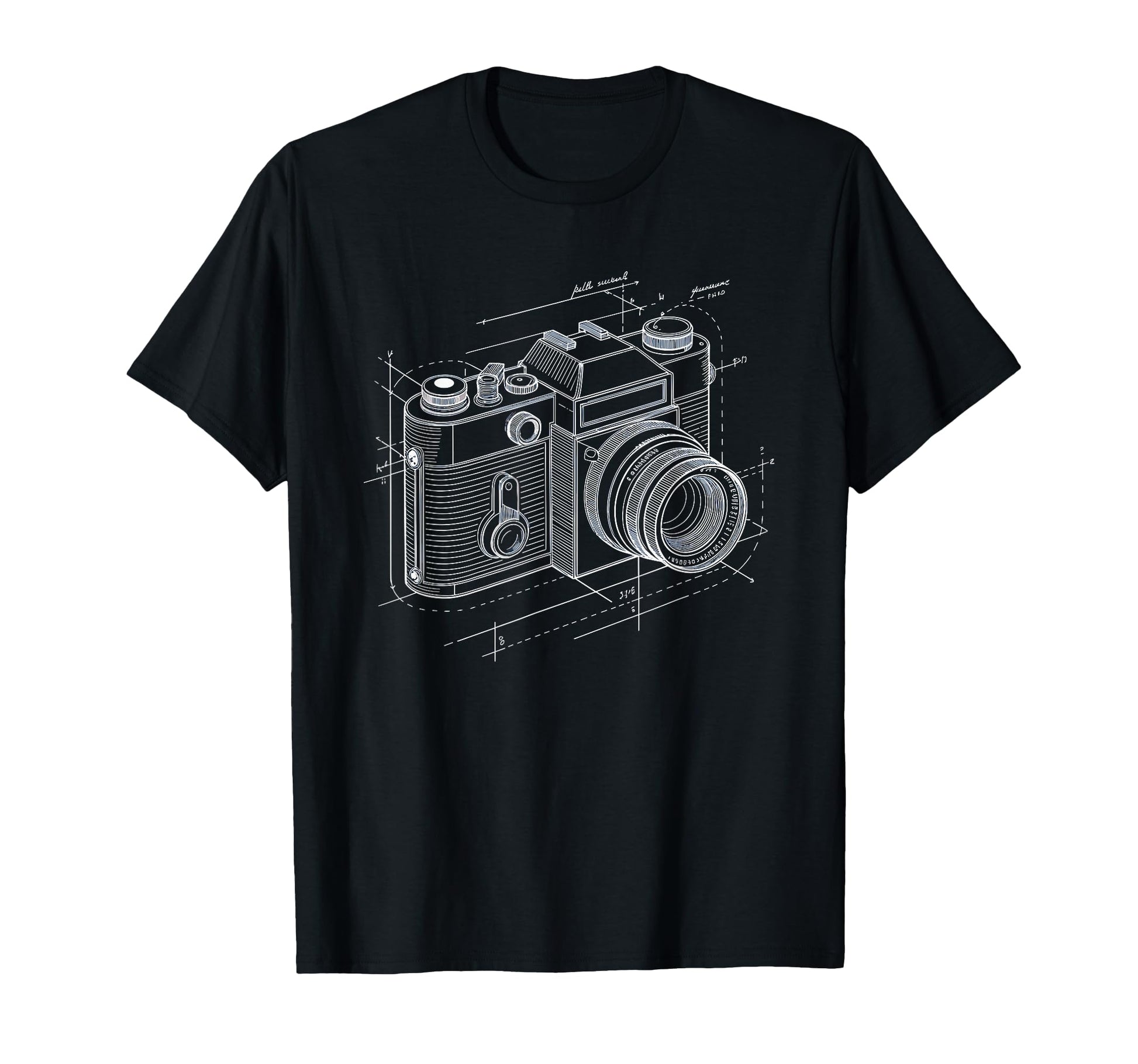 Exploded Camera Diagram Schematic Art T-Shirt - Graphic Print for Adults - T-Shirt, Sweatshirt, Hoodie