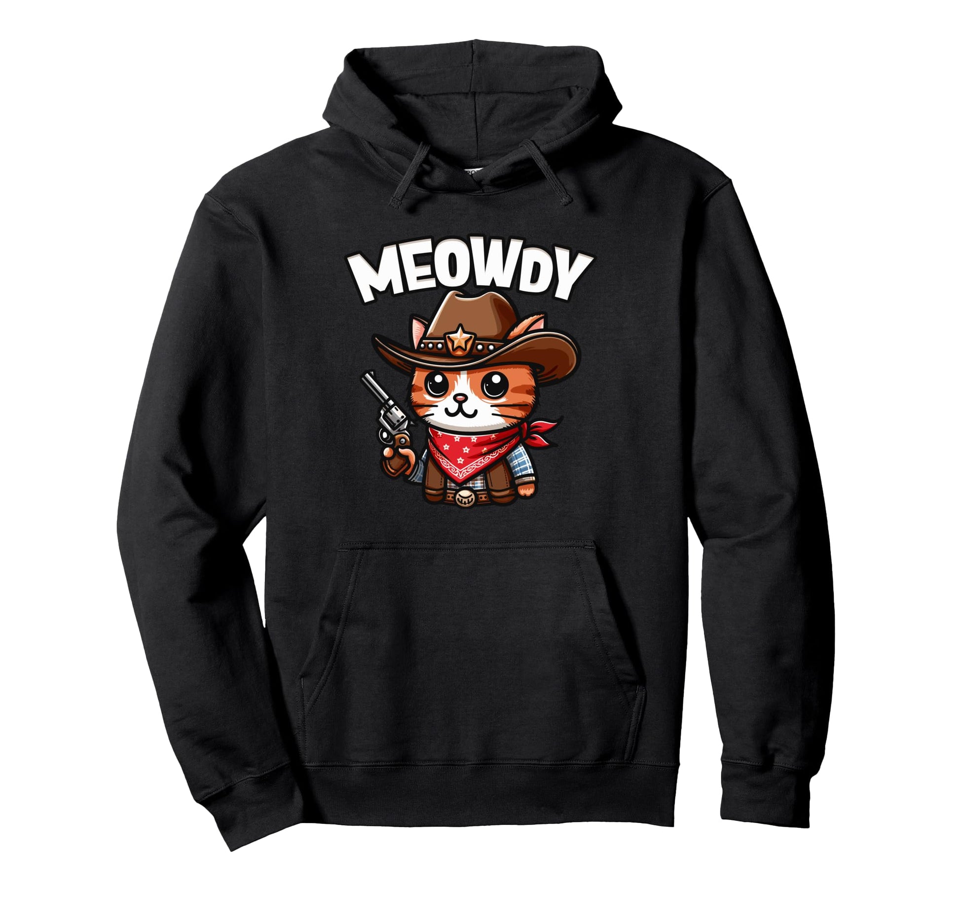 Meowdy Partner Cowboy Cat Cat Hoodie - Casual Everyday Wear for Adults - T-Shirt, Sweatshirt, Hoodie