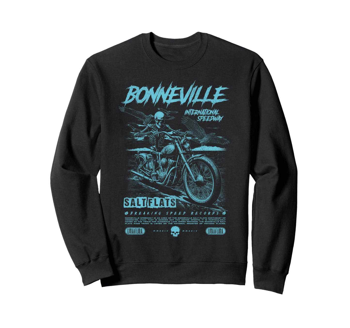 Bonneville Salt Flats Motorcycle Sweatshirt - Aesthetic Graphic for Adults - T-Shirt, Sweatshirt, Hoodie