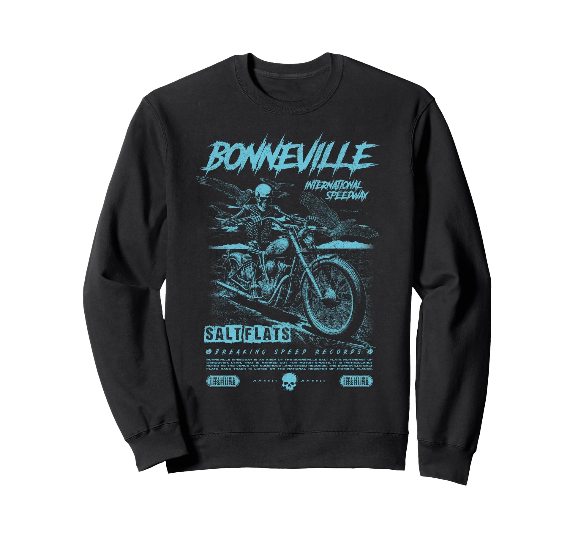 Bonneville Salt Flats Motorcycle Sweatshirt - Aesthetic Graphic for Adults - T-Shirt, Sweatshirt, Hoodie