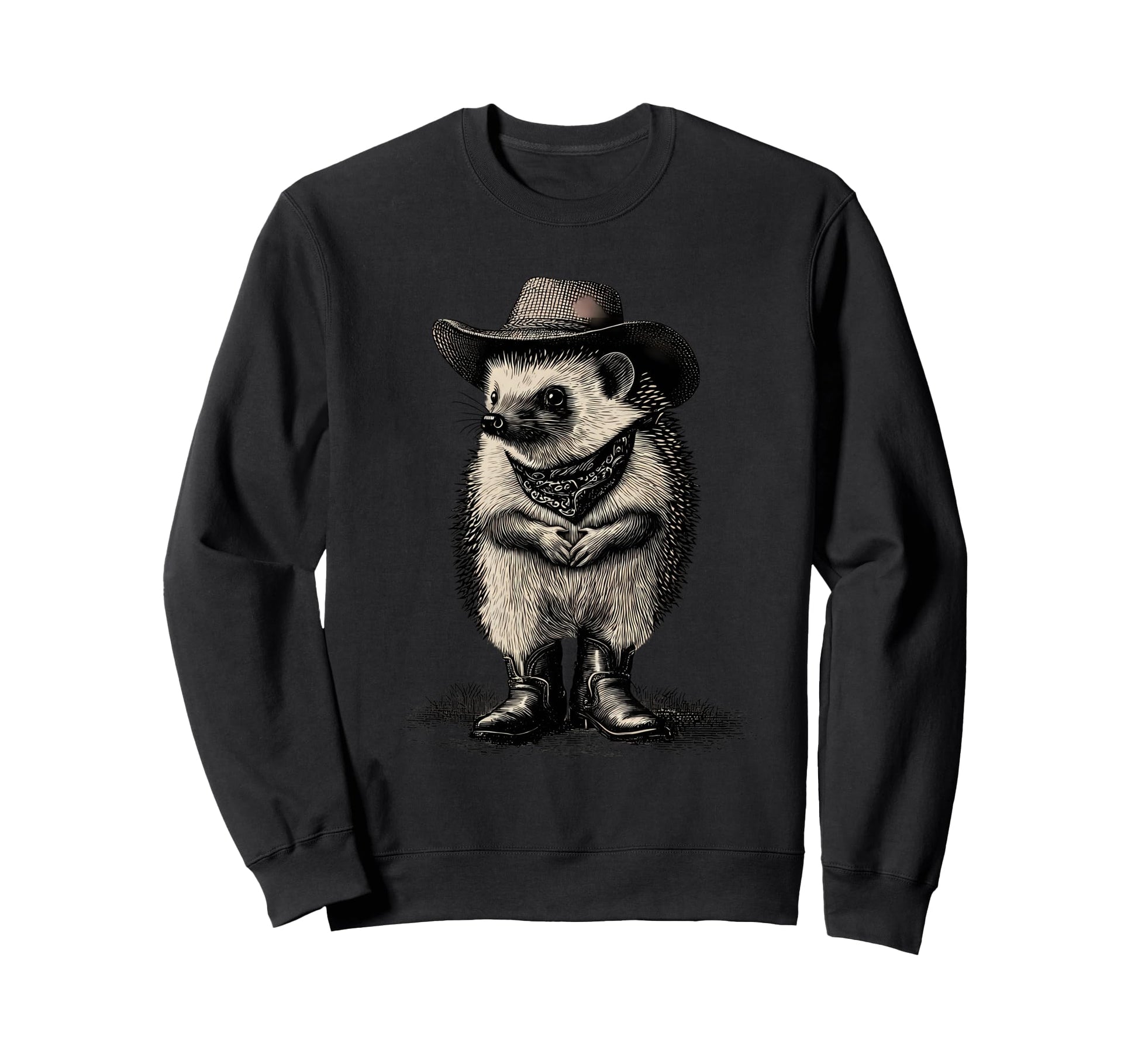 Hedgehog Cowboy Rodeo Cowgirl Sweatshirt - Casual Everyday Wear Men Women - T-Shirt, Sweatshirt, Hoodie
