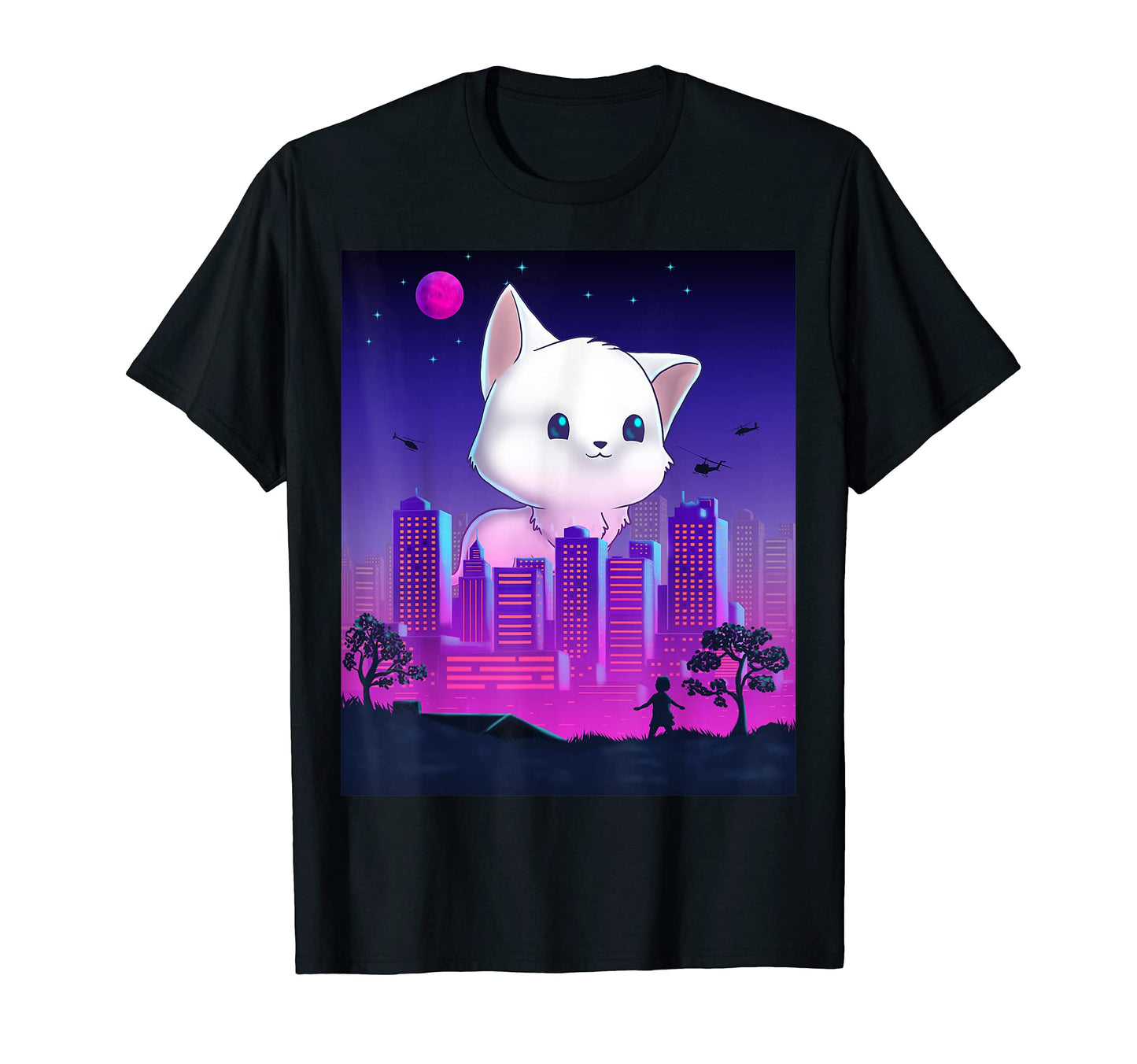 Giant Kitty Cat Monster Vaporwave T-Shirt - Minimalist Print Unisex - T-Shirt, Sweatshirt, Hoodie