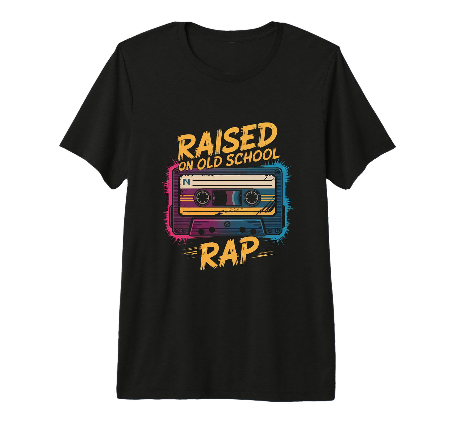 Raised Old School Rap Hip Hop Cassette T-Shirt - Graphic Print Men Women - T-Shirt, Sweatshirt, Hoodie