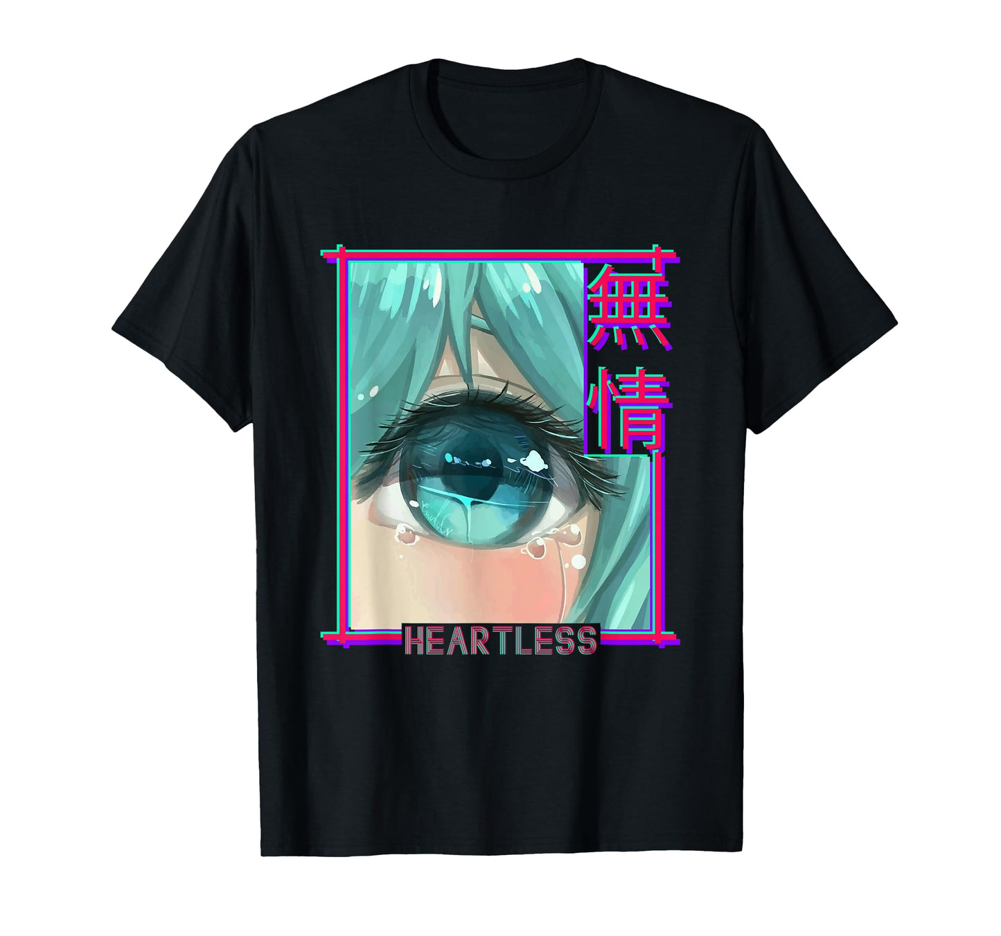 Sad Anime Heartless Japanese Vaporwave T-Shirt - Graphic Print Men Women - T-Shirt, Sweatshirt, Hoodie