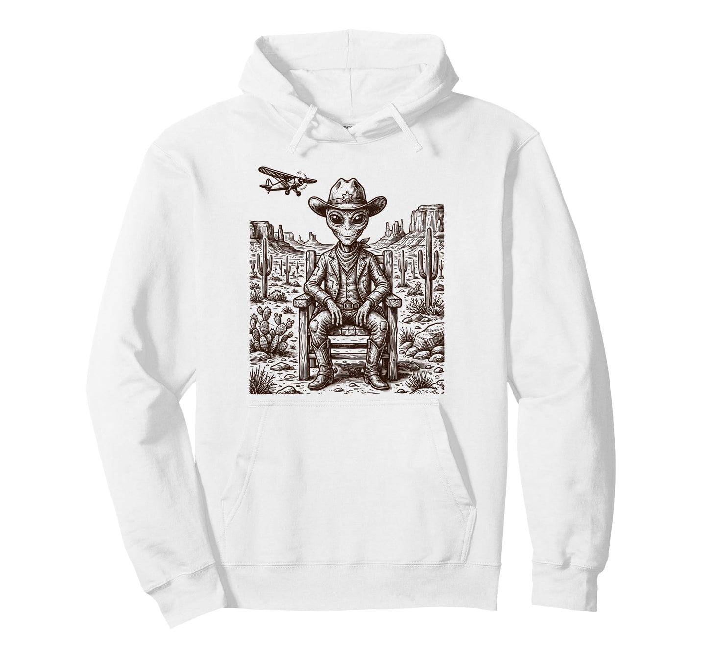 Alien Cowboy Desert Sheriff Sci Fi Hoodie - Casual Everyday Wear Men Women - T-Shirt, Sweatshirt, Hoodie