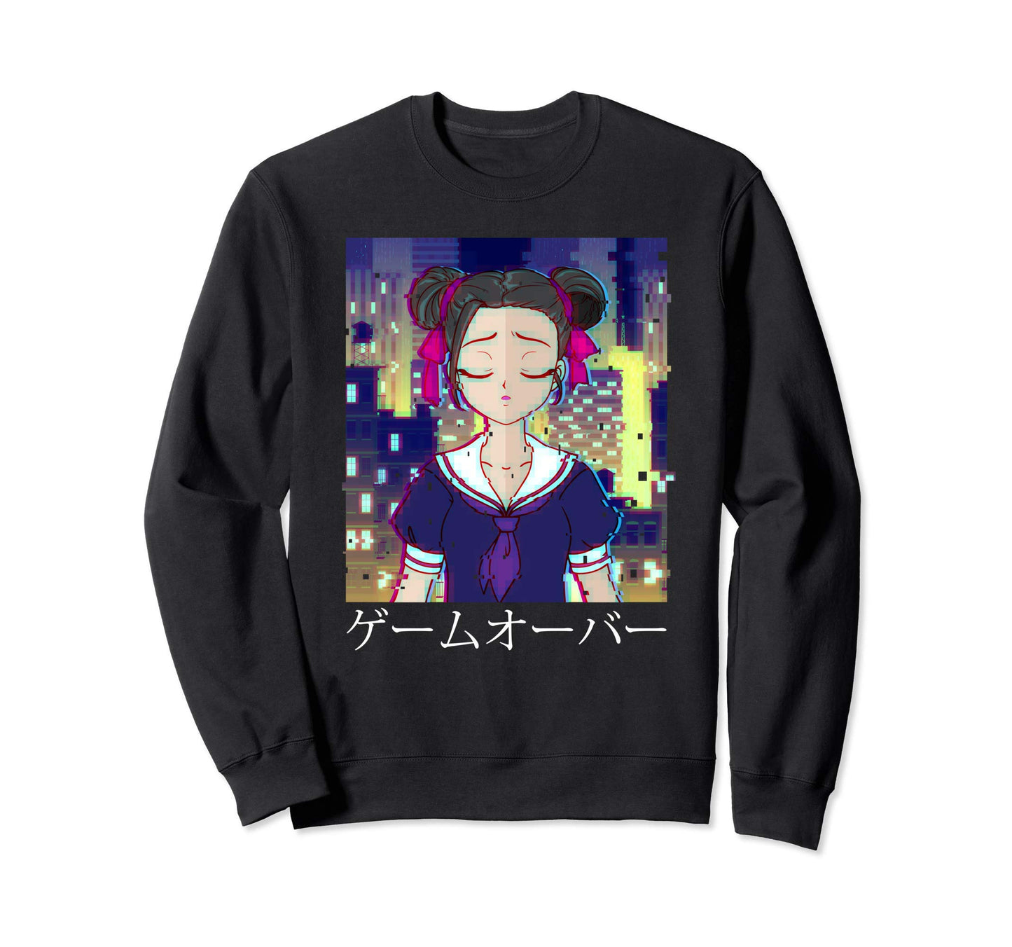 Sad Anime Game Over Aesthetic Sweatshirt - Aesthetic Graphic Unisex - T-Shirt, Sweatshirt, Hoodie