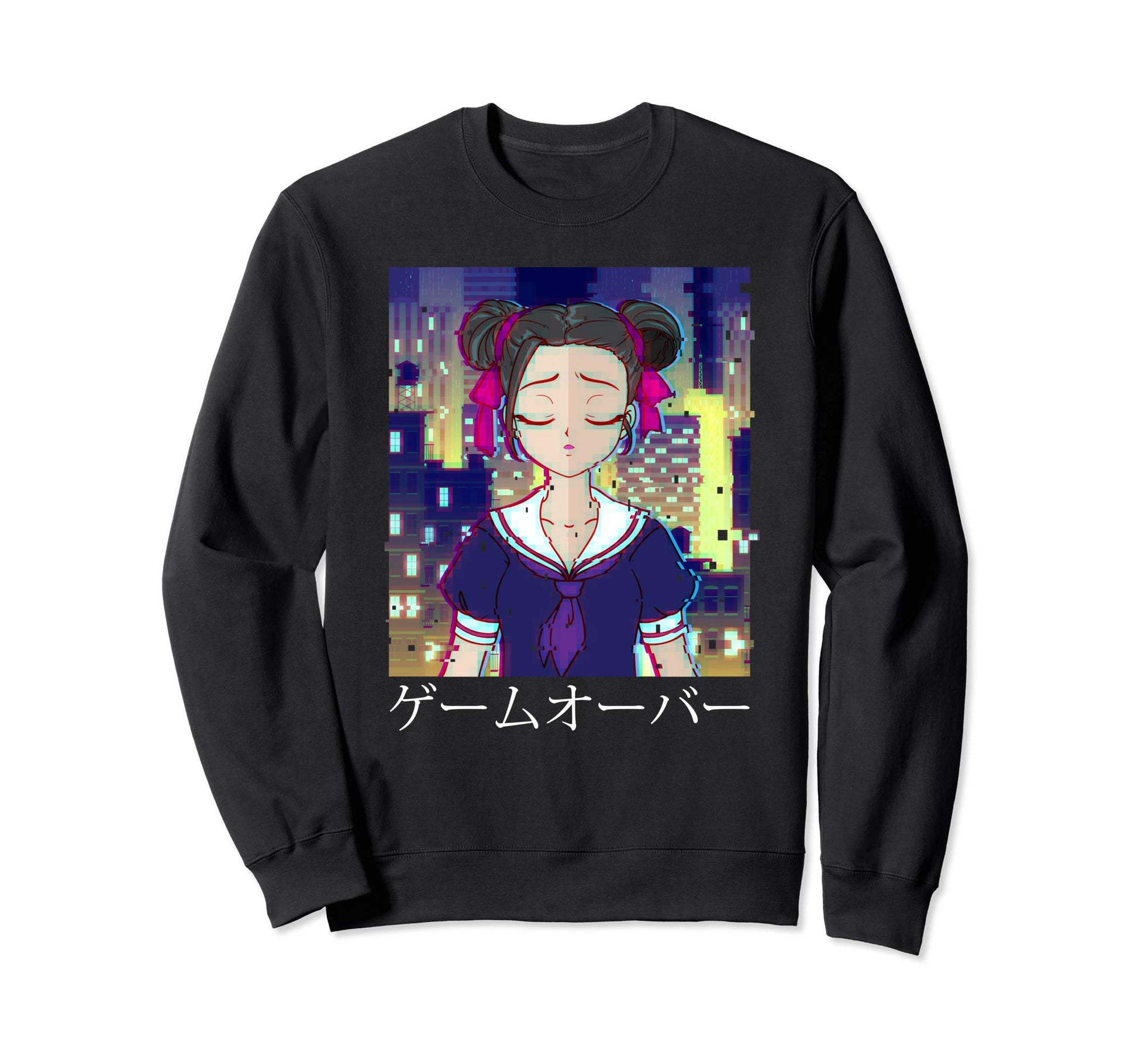 Sad Anime Game Over Aesthetic Sweatshirt - Aesthetic Graphic Unisex - T-Shirt, Sweatshirt, Hoodie