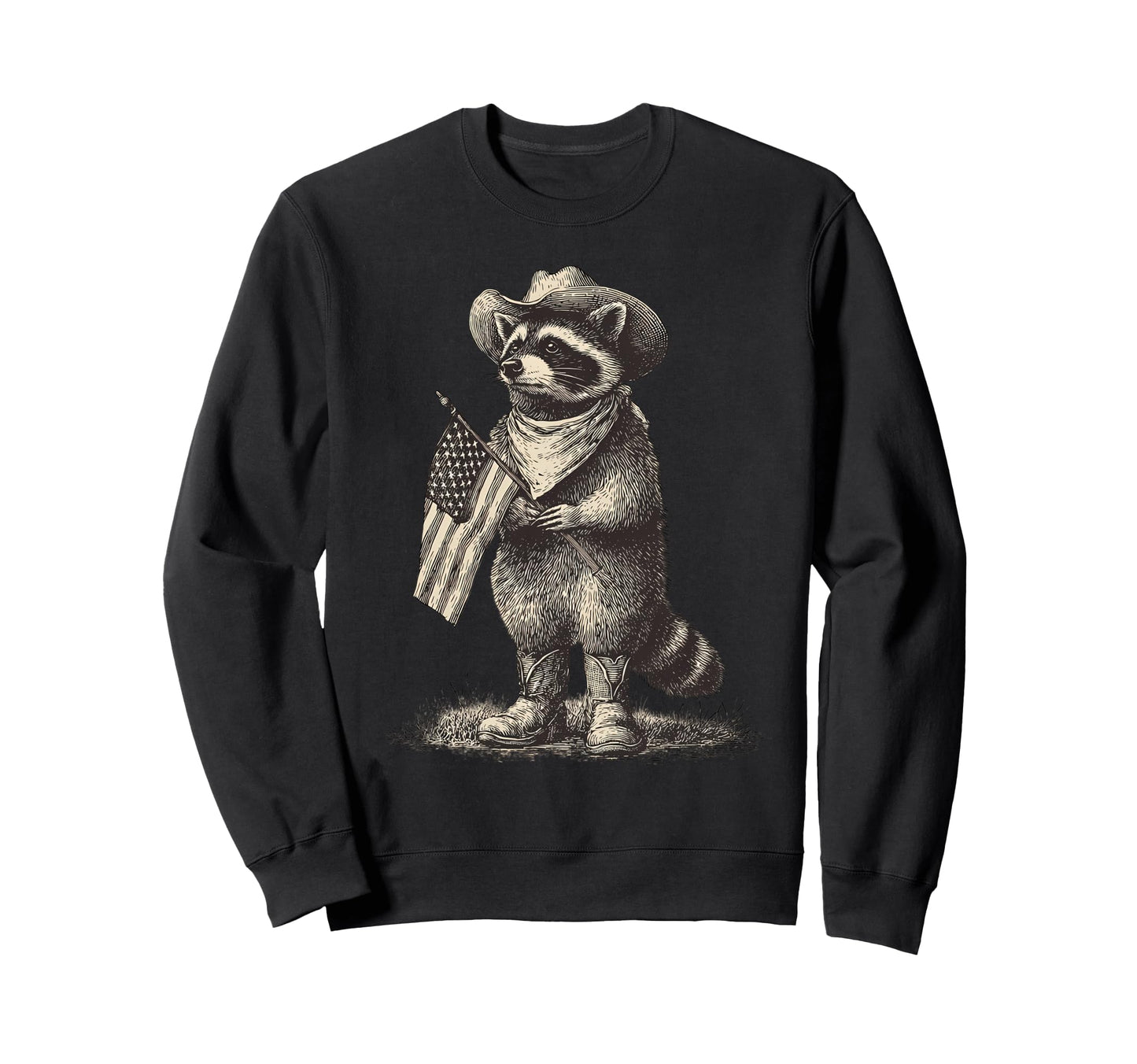 Raccoon Cowboy Rodeo Cowgirl Western Sweatshirt - Aesthetic Graphic Unisex - T-Shirt, Sweatshirt, Hoodie