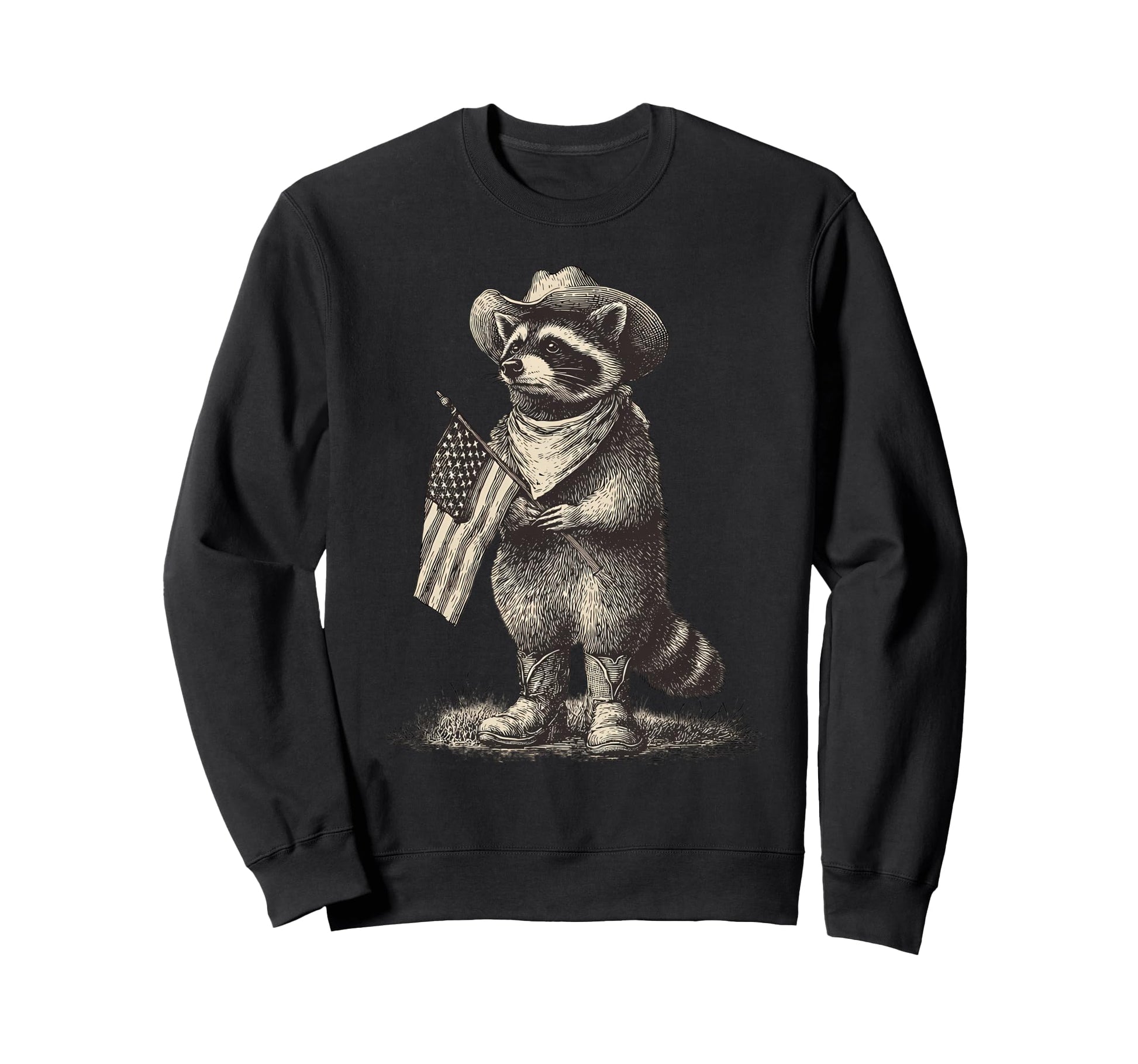 Raccoon Cowboy Rodeo Cowgirl Western Sweatshirt - Aesthetic Graphic Unisex - T-Shirt, Sweatshirt, Hoodie
