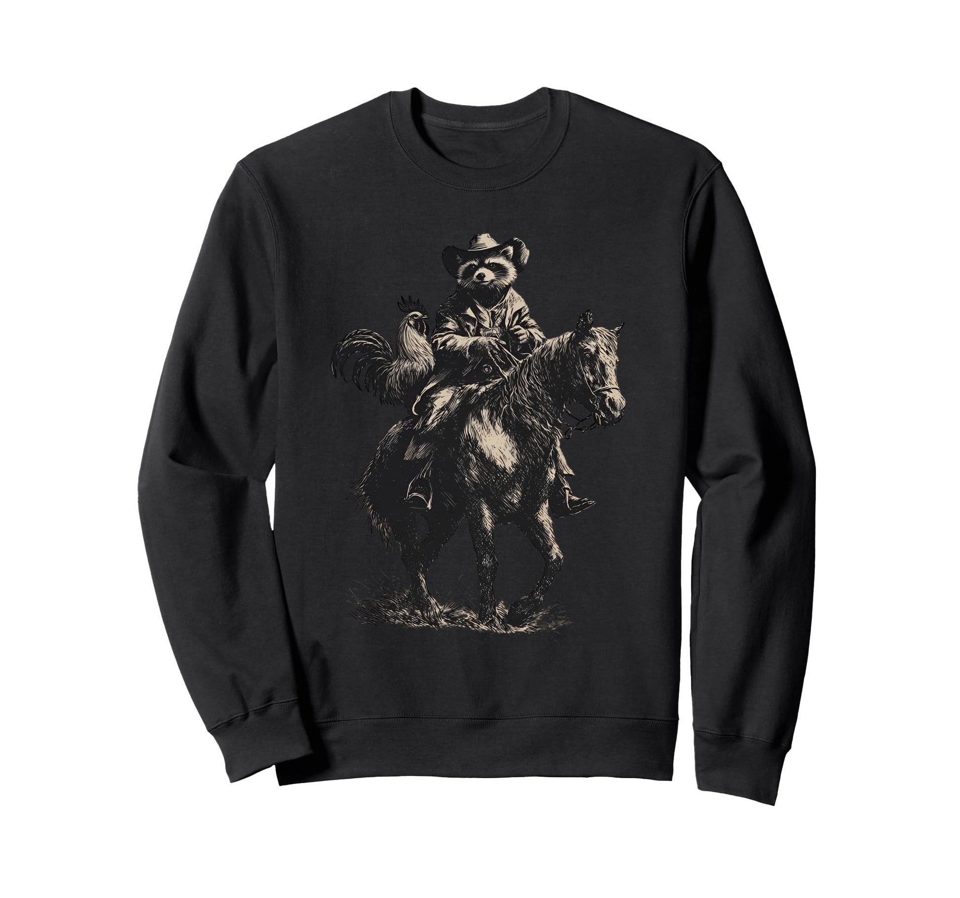 Raccoon Cowboy Rodeo Cowgirl Sweatshirt - Aesthetic Graphic for Adults - T-Shirt, Sweatshirt, Hoodie