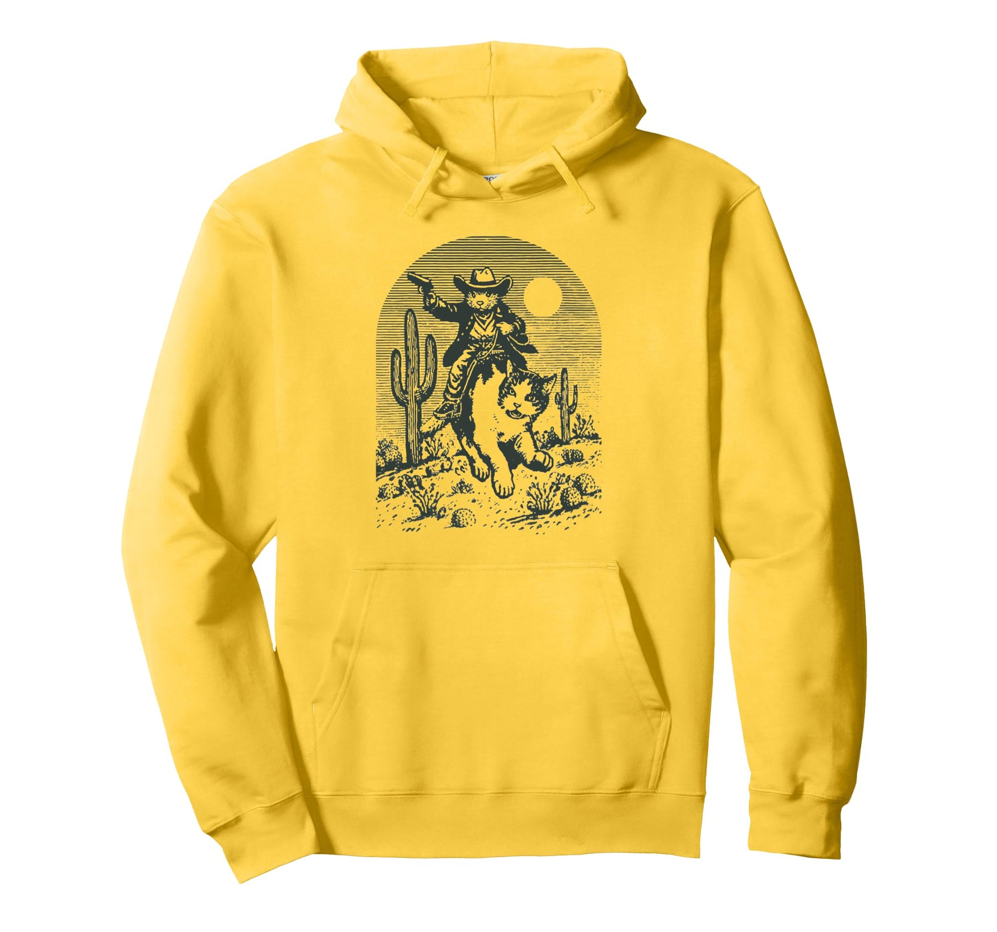Cowboy Mouse Riding Cat Western Hoodie - Casual Everyday Wear Men Women - T-Shirt, Sweatshirt, Hoodie