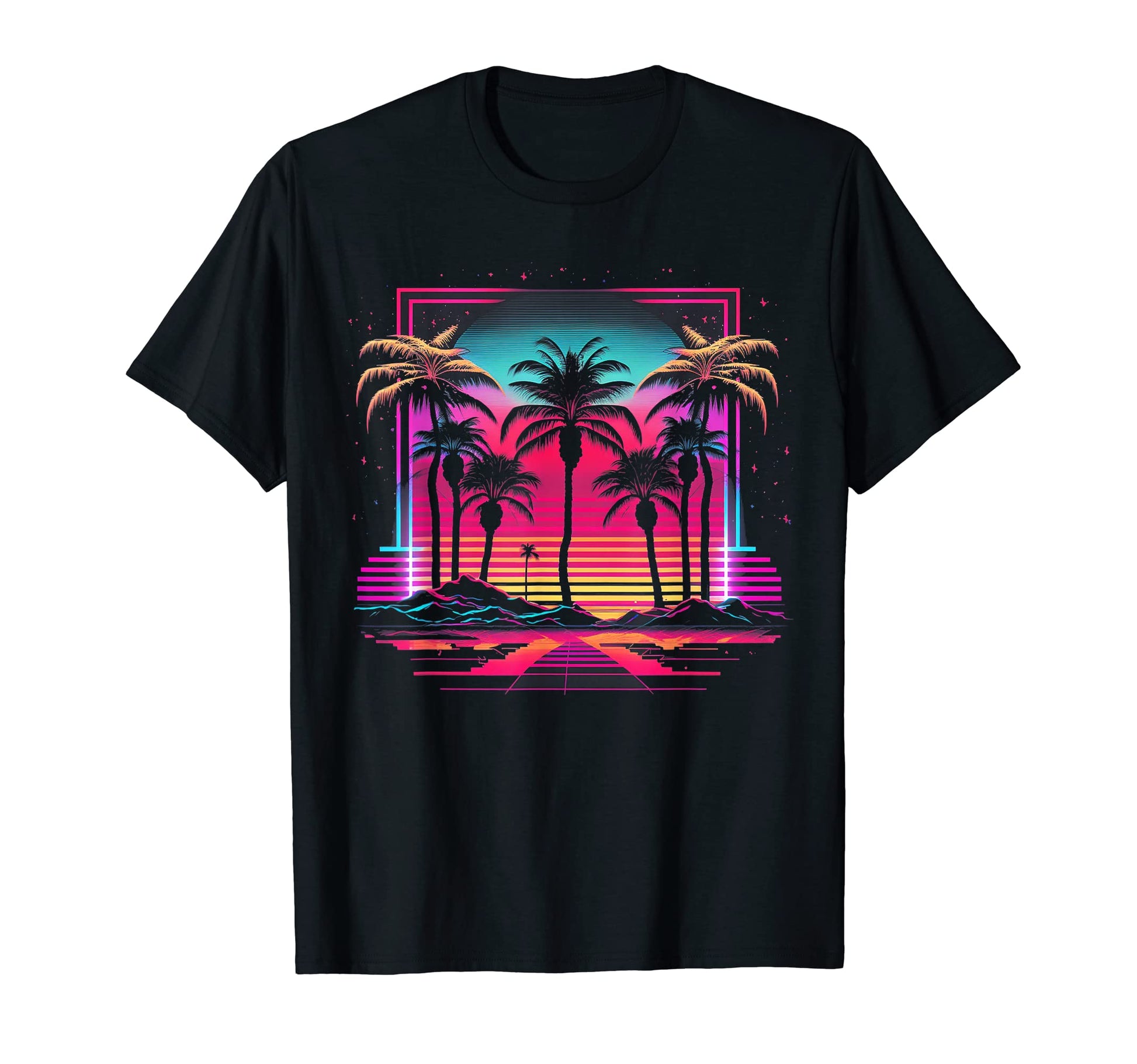 Palm Tree Vaporwave Retrowave T-Shirt - Fun Novelty Design for Adults - T-Shirt, Sweatshirt, Hoodie