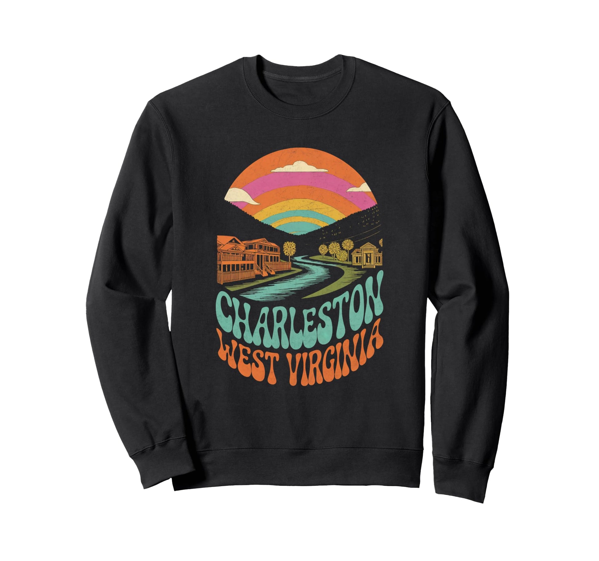 Charleston West Virginia Sunset Sweatshirt - Fun Novelty Design Unisex - T-Shirt, Sweatshirt, Hoodie