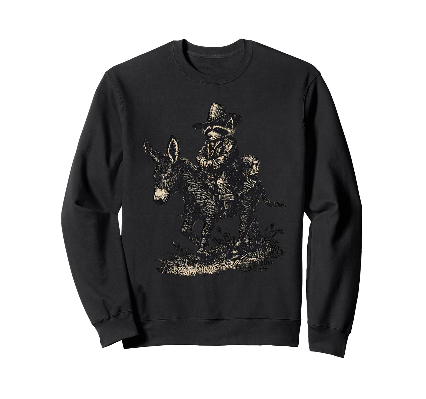 Raccoon Cowboy Rodeo Cowgirl Sweatshirt - Fun Novelty Design Men Women - T-Shirt, Sweatshirt, Hoodie
