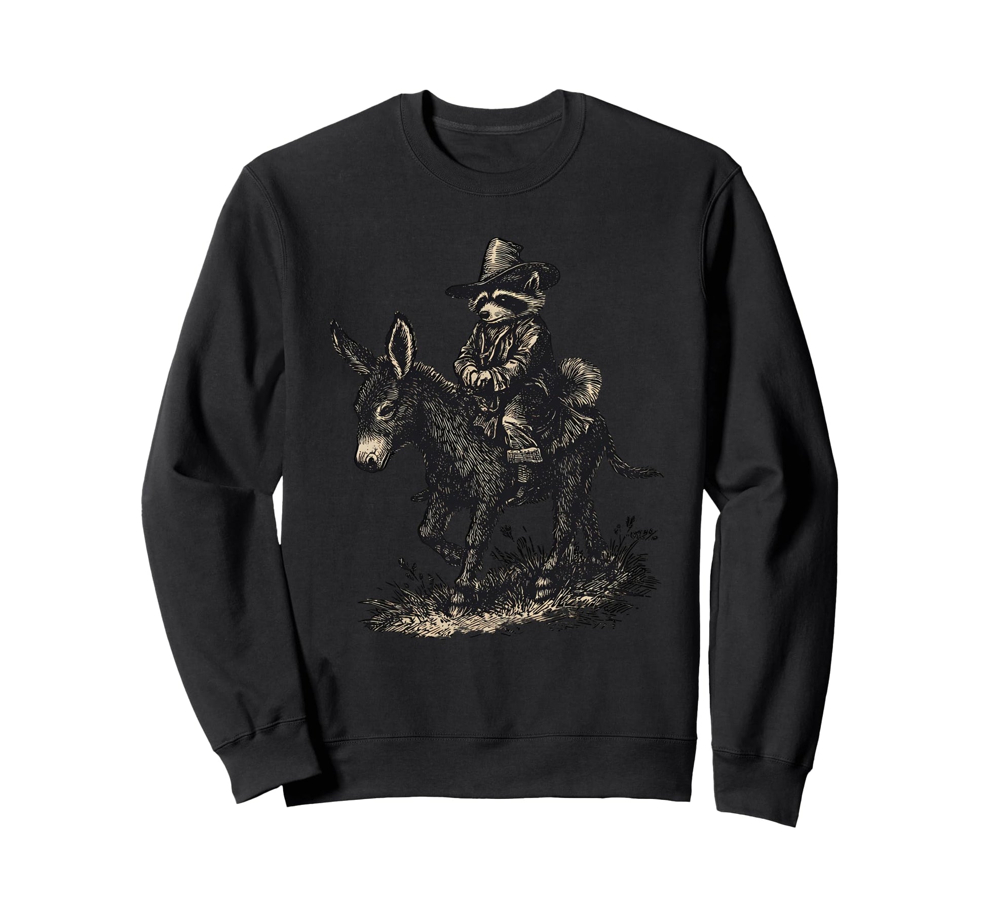 Raccoon Cowboy Rodeo Cowgirl Sweatshirt - Fun Novelty Design Men Women - T-Shirt, Sweatshirt, Hoodie