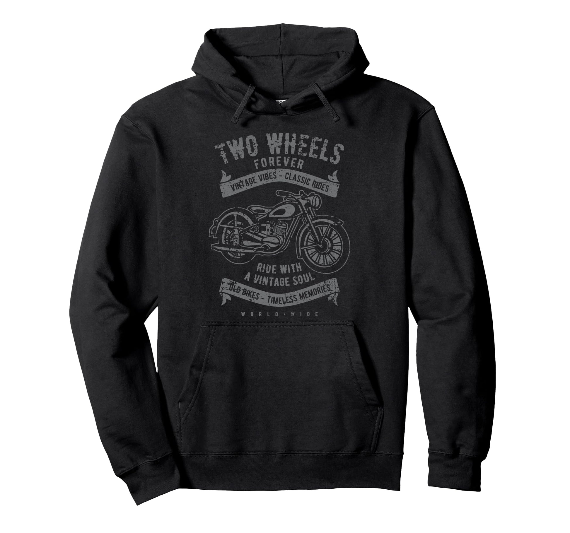 Two Wheels Forever Motorcycle Hoodie - Fun Novelty Design for Adults - T-Shirt, Sweatshirt, Hoodie