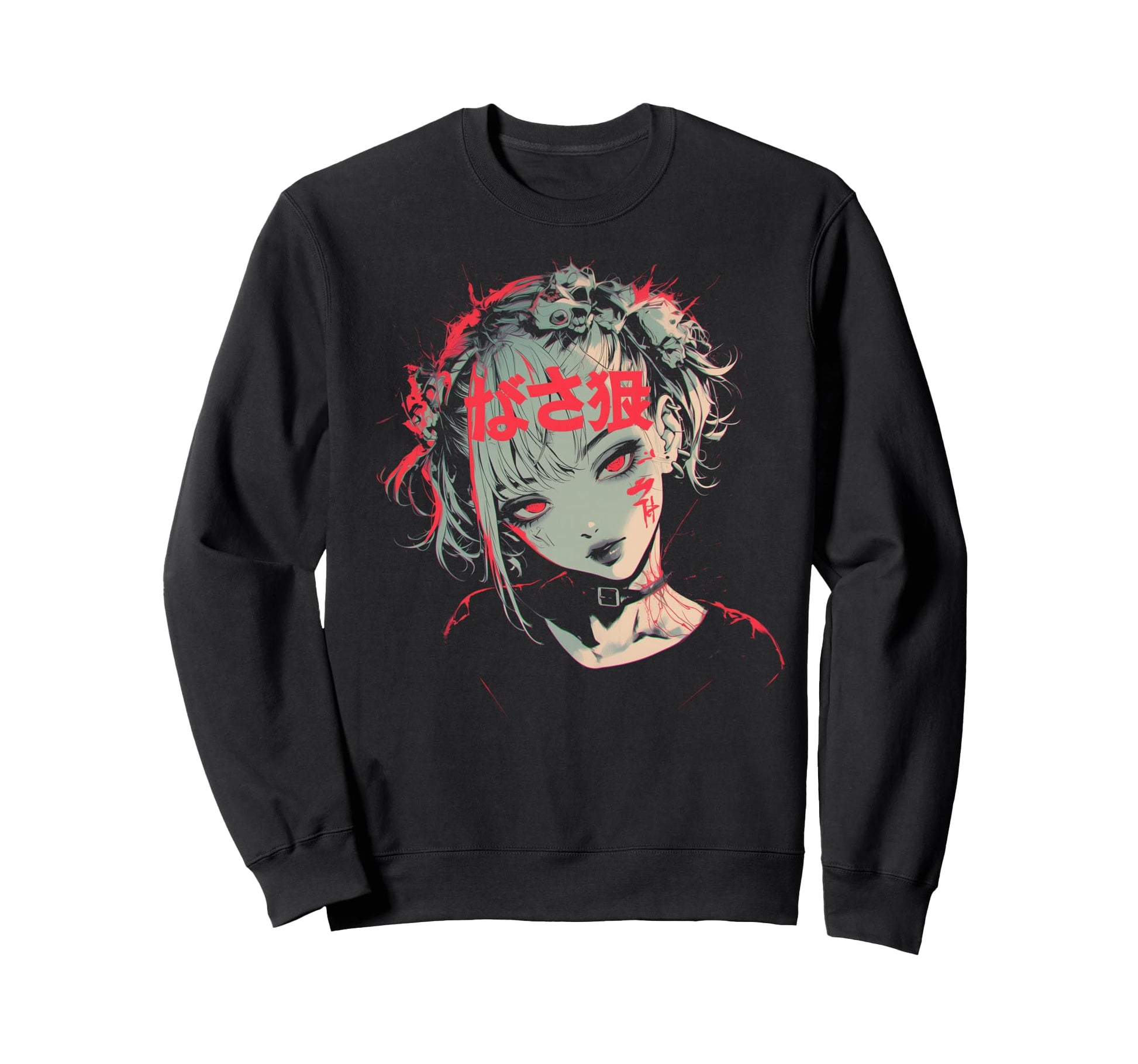 Goth Grunge Demon Anime Waifu Sweatshirt - Casual Everyday Wear Men Women - T-Shirt, Sweatshirt, Hoodie