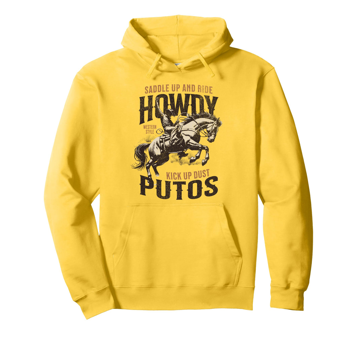 Howdy Putos Funny Cactus Western Horse Hoodie - Unique Graphic for Adults - T-Shirt, Sweatshirt, Hoodie