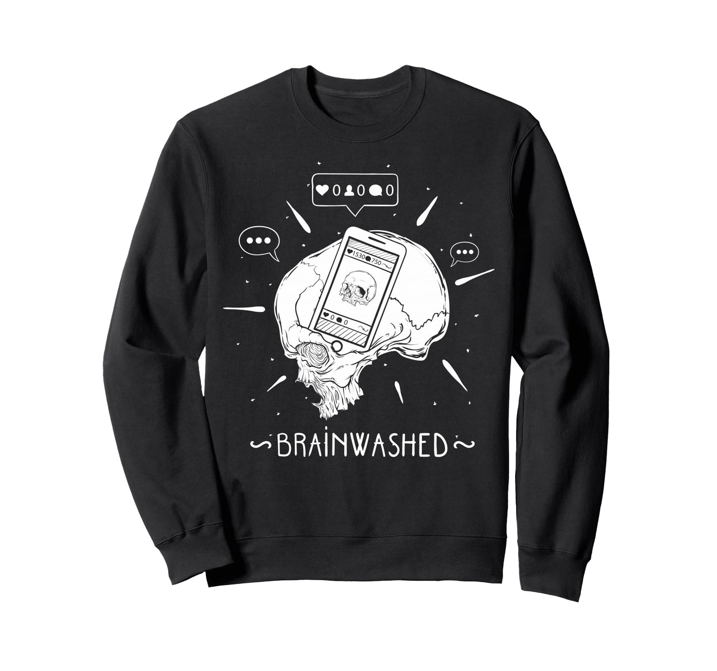 Brainwashed Skull Aesthetic Edgy Sweatshirt - Unique Graphic Unisex - T-Shirt, Sweatshirt, Hoodie