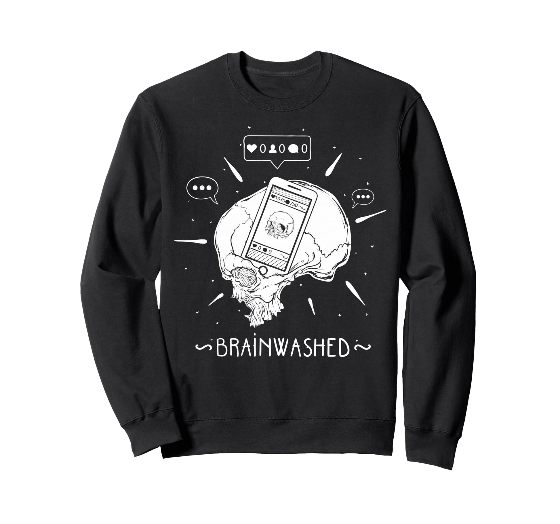 Brainwashed Skull Aesthetic Edgy Sweatshirt - Unique Graphic Unisex - T-Shirt, Sweatshirt, Hoodie