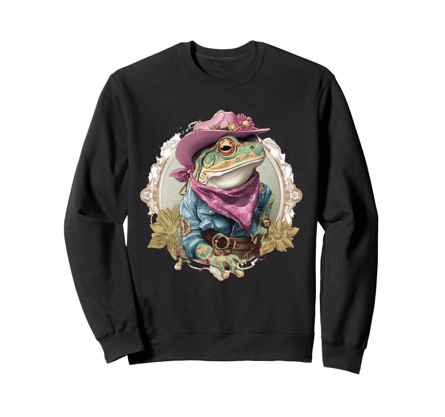 Frog Cowboy Rodeo Cowgirl Toad Sweatshirt - Minimalist Print Unisex - T-Shirt, Sweatshirt, Hoodie