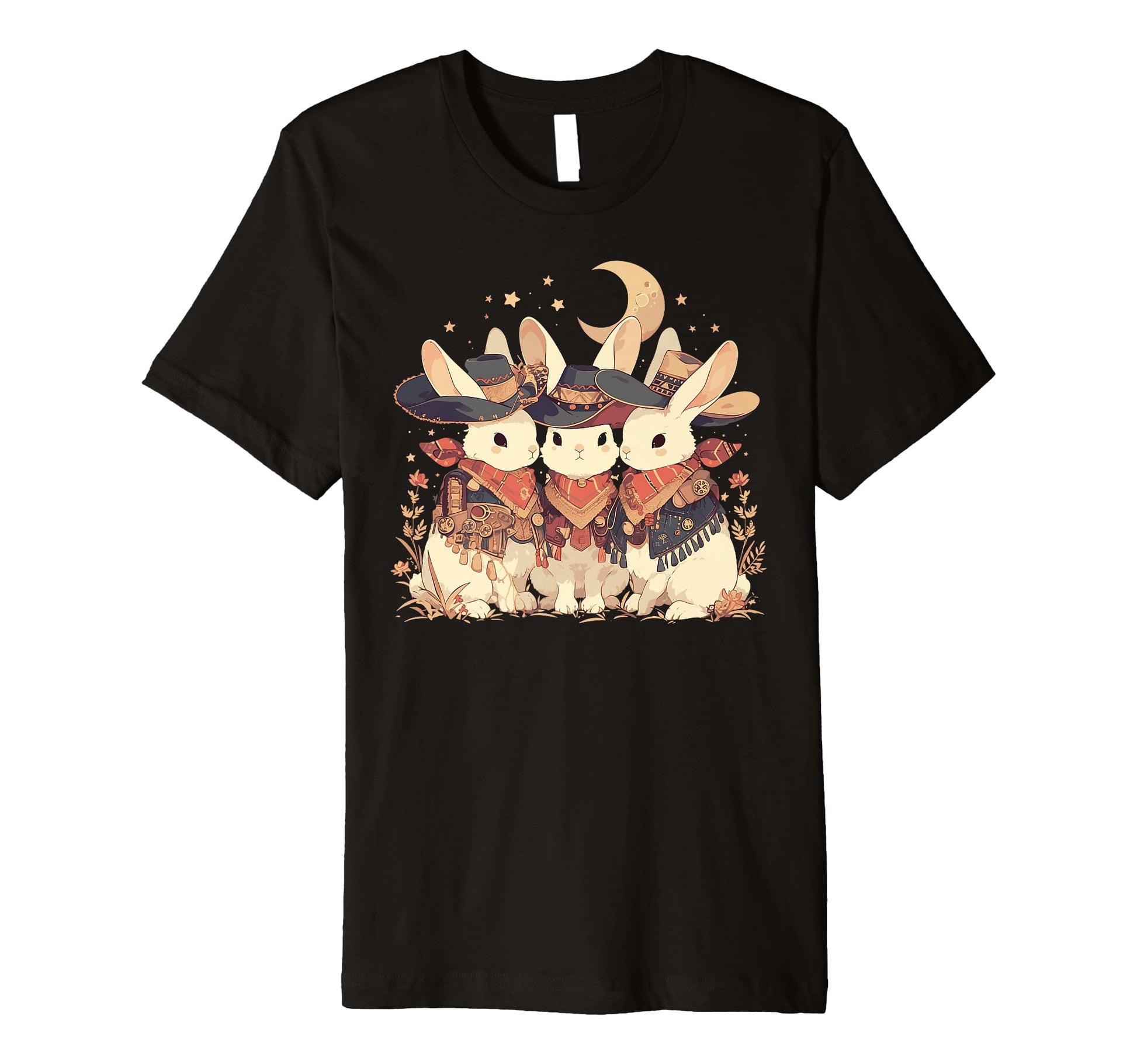 Rabbit Howling Moon Cowboy Funny T-Shirt - Streetwear Style Men Women - T-Shirt, Sweatshirt, Hoodie