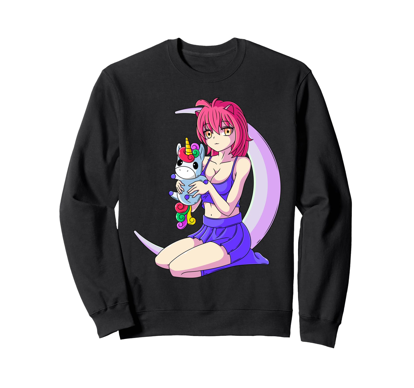 Japanese Anime Unicorn Pastel Sweatshirt - Aesthetic Graphic for Adults - T-Shirt, Sweatshirt, Hoodie