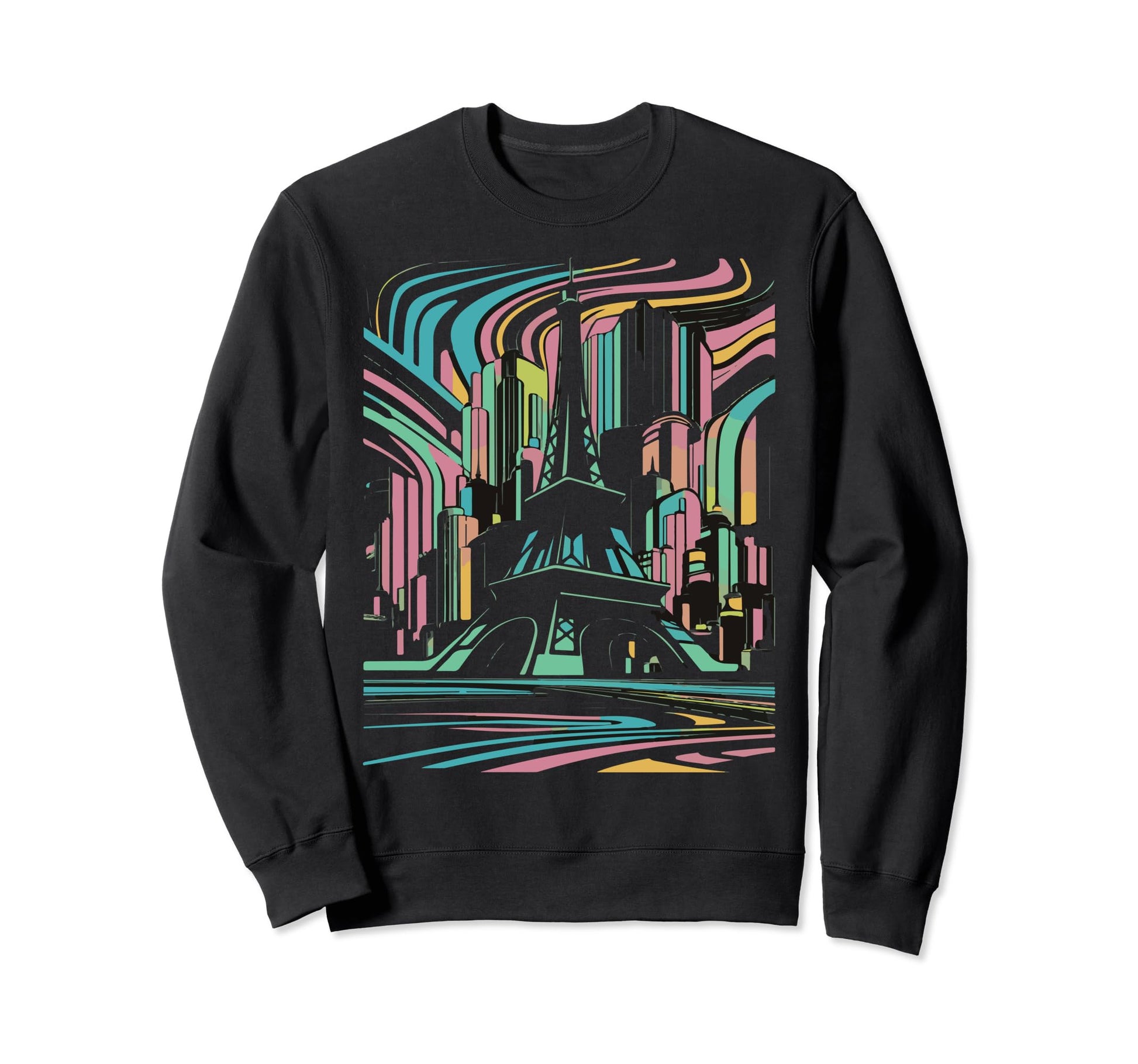 Paris Vaporwave Eifel Tower Sweatshirt - Streetwear Style Unisex - T-Shirt, Sweatshirt, Hoodie