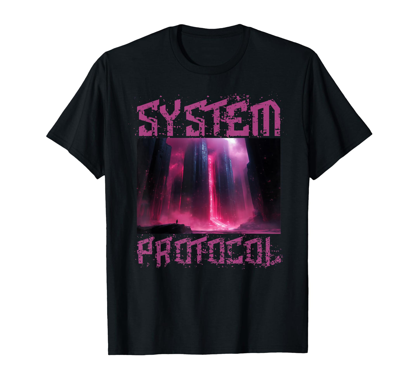 Dystopian Cityscape Vaporwave T-Shirt - Minimalist Print Men Women - T-Shirt, Sweatshirt, Hoodie