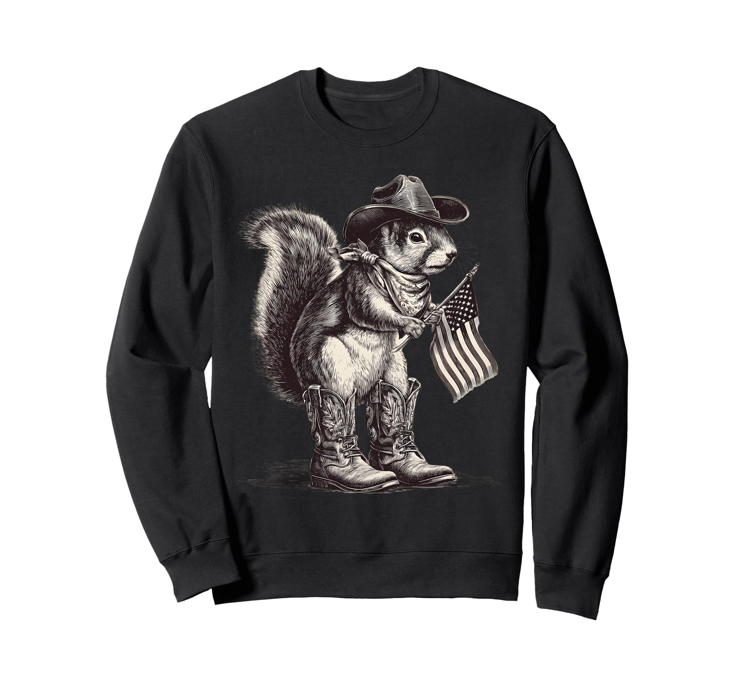 Country Cowboy Squirrel Rodeo Sweatshirt - Graphic Print for Adults - T-Shirt, Sweatshirt, Hoodie