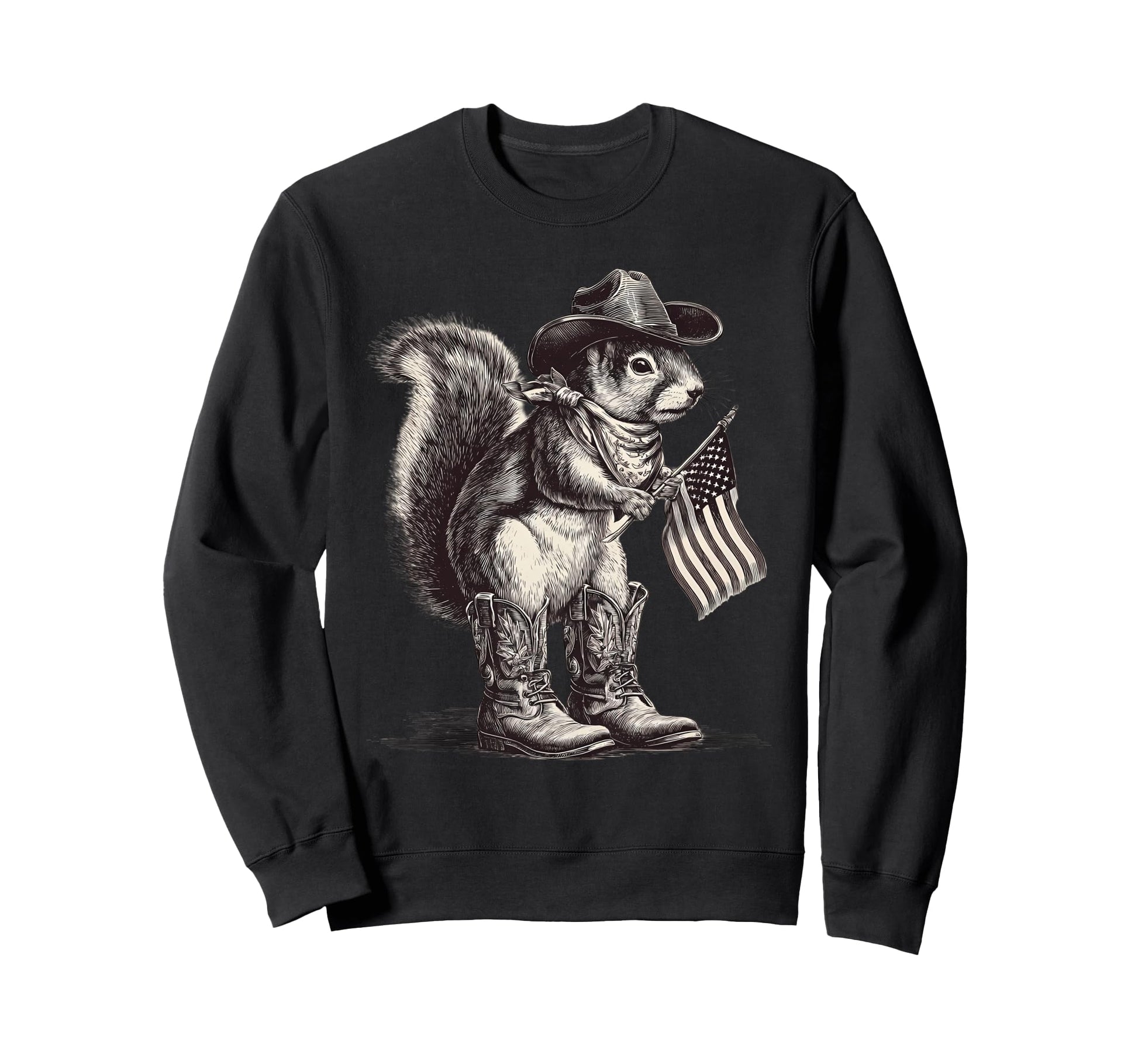 Country Cowboy Squirrel Rodeo Sweatshirt - Graphic Print for Adults - T-Shirt, Sweatshirt, Hoodie