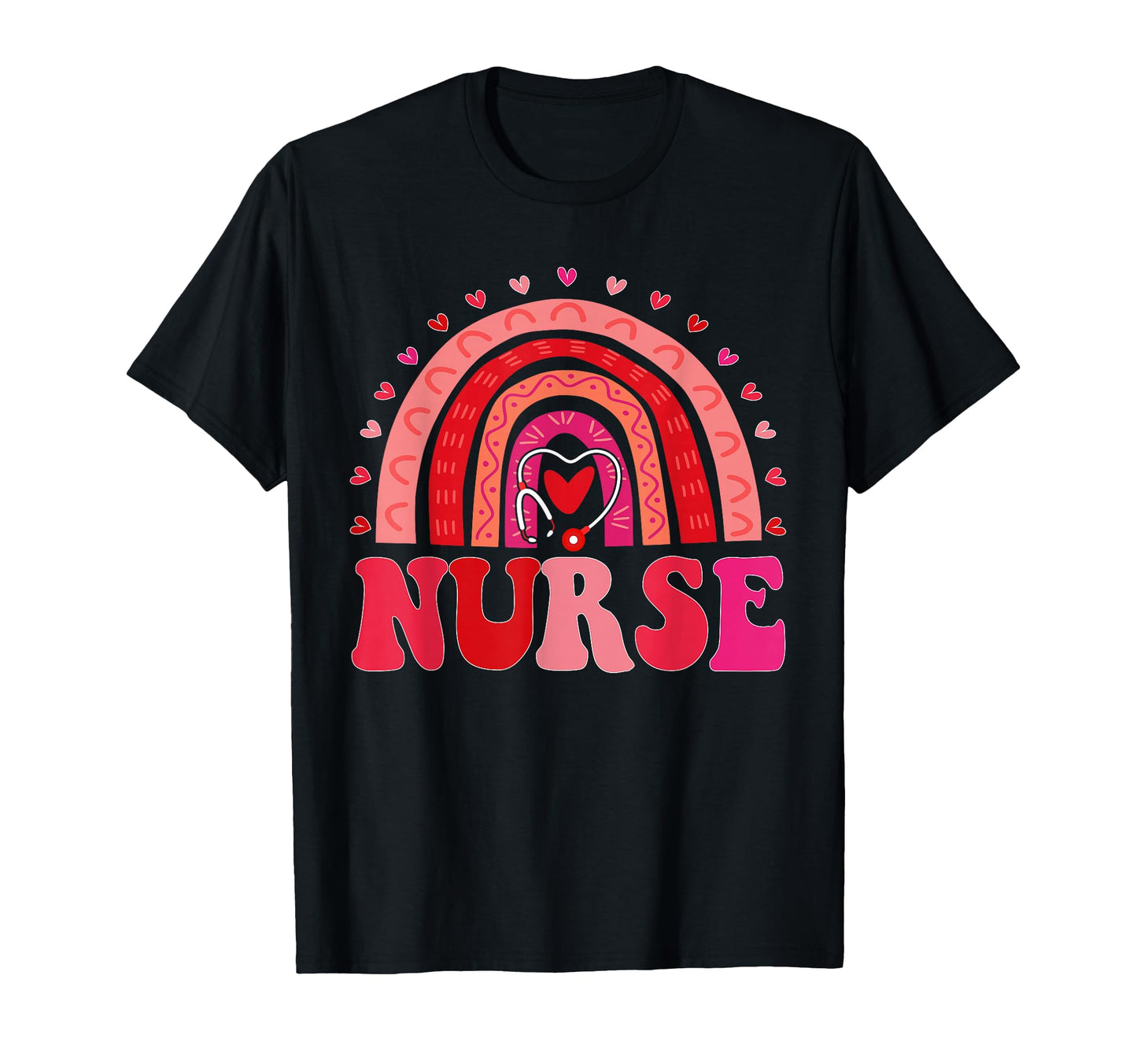Happy Valentines Day Nurse Rainbow T-Shirt - Minimalist Print for Adults - T-Shirt, Sweatshirt, Hoodie