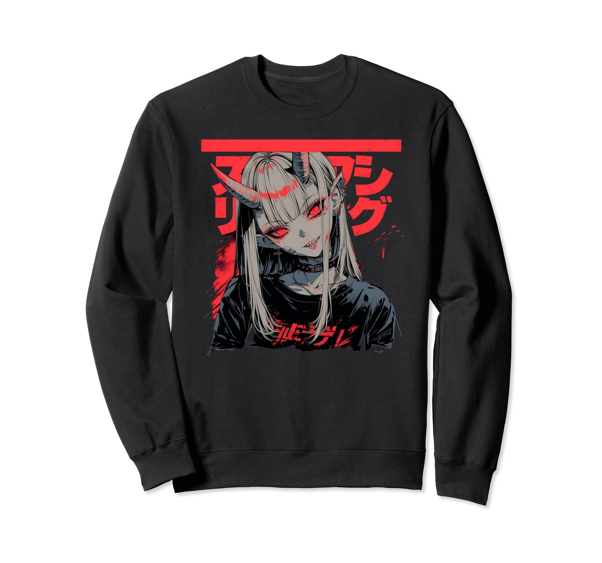 Goth Grunge Demon Anime Waifu Horror Alt Sweatshirt - Graphic Print Unisex - T-Shirt, Sweatshirt, Hoodie
