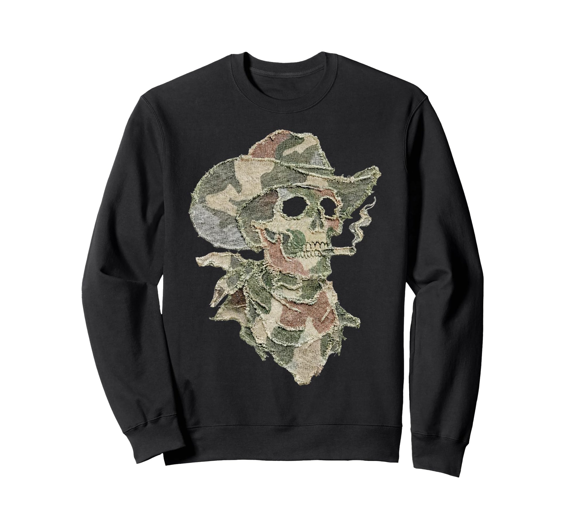 Camo Patchwork Western Cowboy Sweatshirt - Streetwear Style Men Women - T-Shirt, Sweatshirt, Hoodie