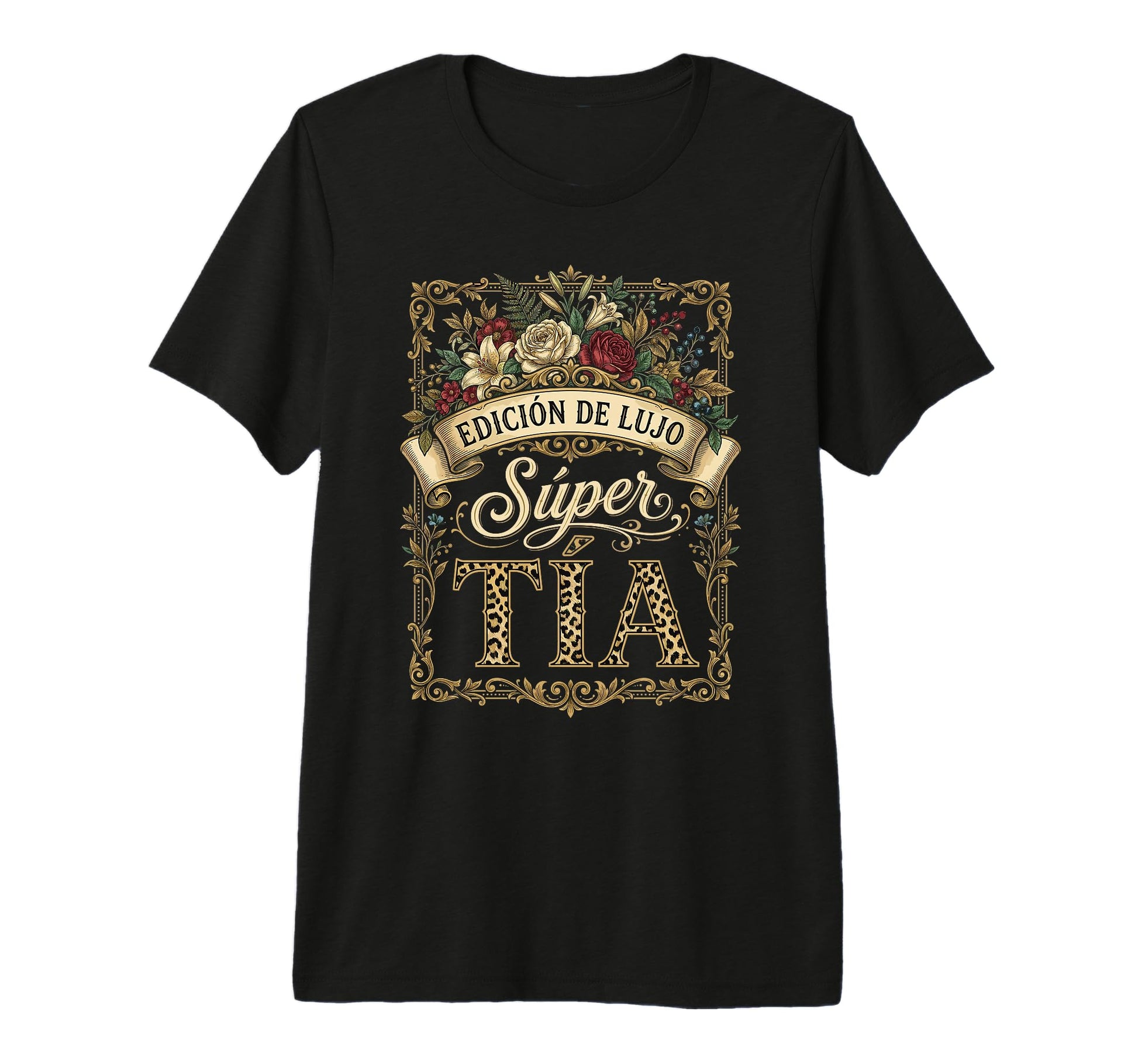 Super Tia Floral Leopard Pattern Tri T-Shirt - Streetwear Style Unisex - T-Shirt, Sweatshirt, Hoodie