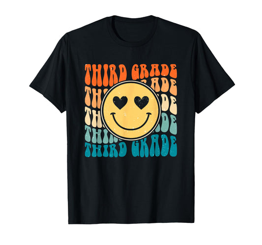 Boho Groovy Smile 3Rd Third Grade T-Shirt - Custom Art Print Men Women - T-Shirt, Sweatshirt, Hoodie