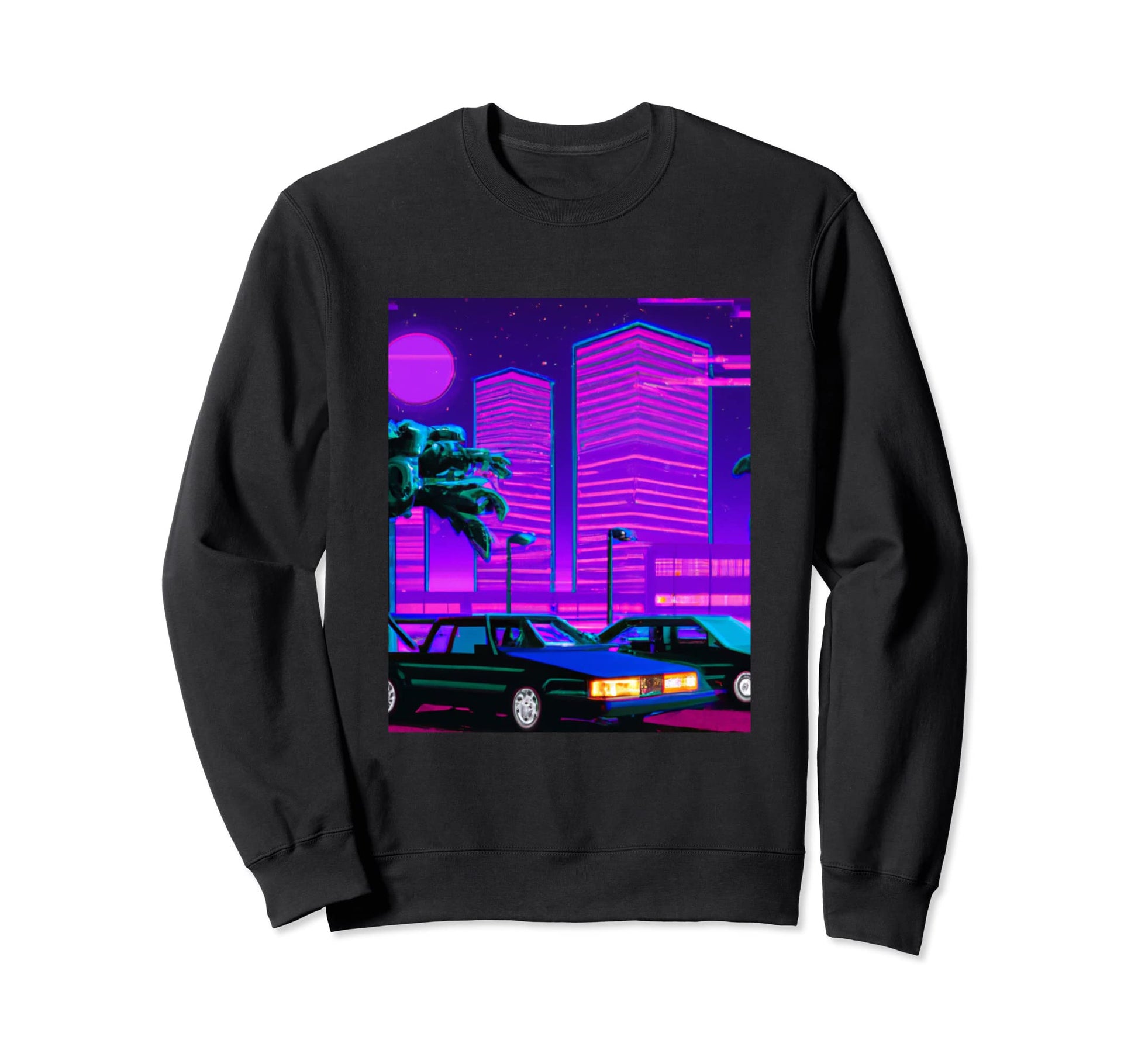 Vaporwave Aesthetic Synthwave City Sweatshirt - Unique Graphic for Adults - T-Shirt, Sweatshirt, Hoodie