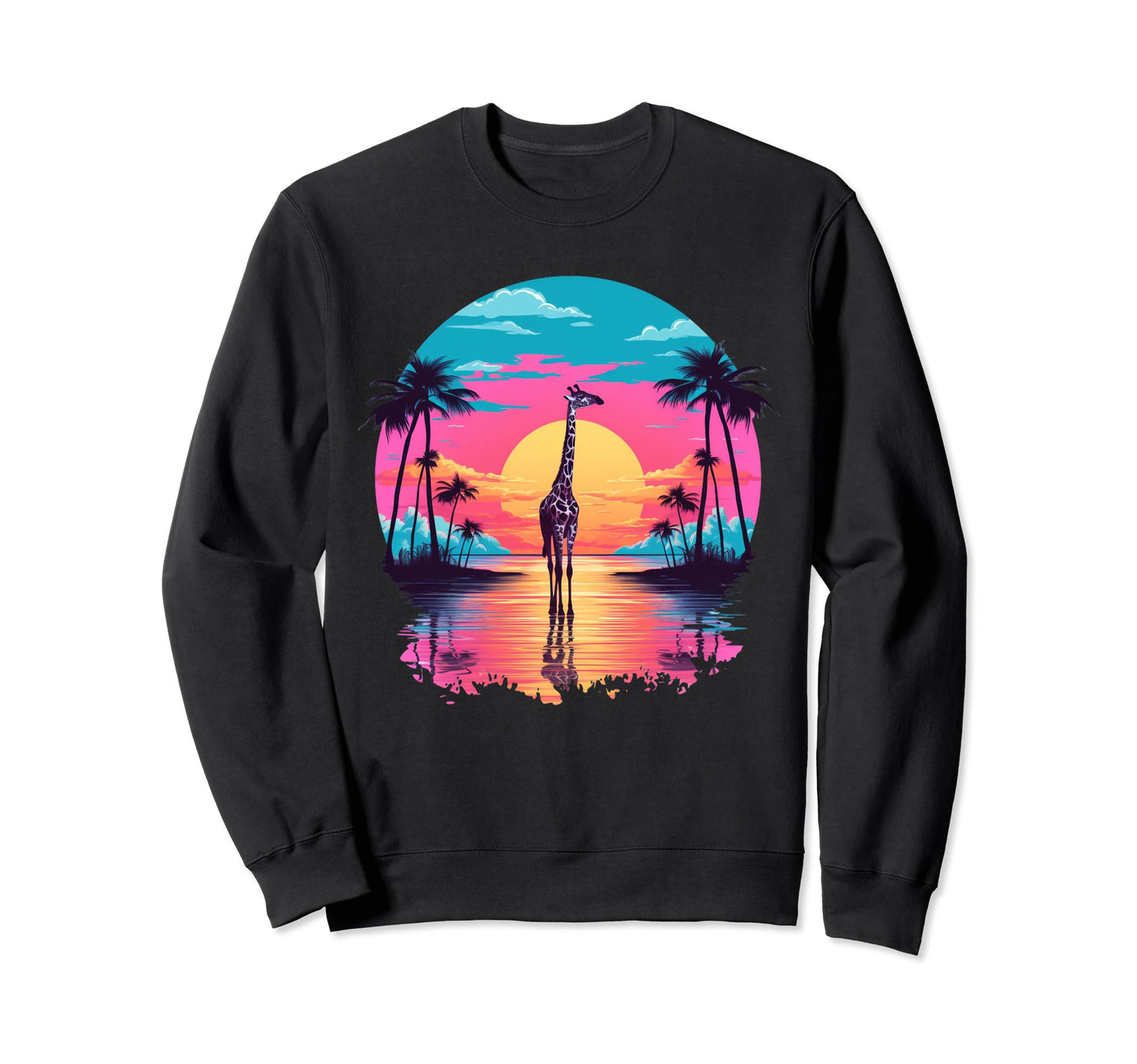 Vaporwave Giraffe I Aesthetic Sweatshirt - Casual Everyday Wear Men Women - T-Shirt, Sweatshirt, Hoodie