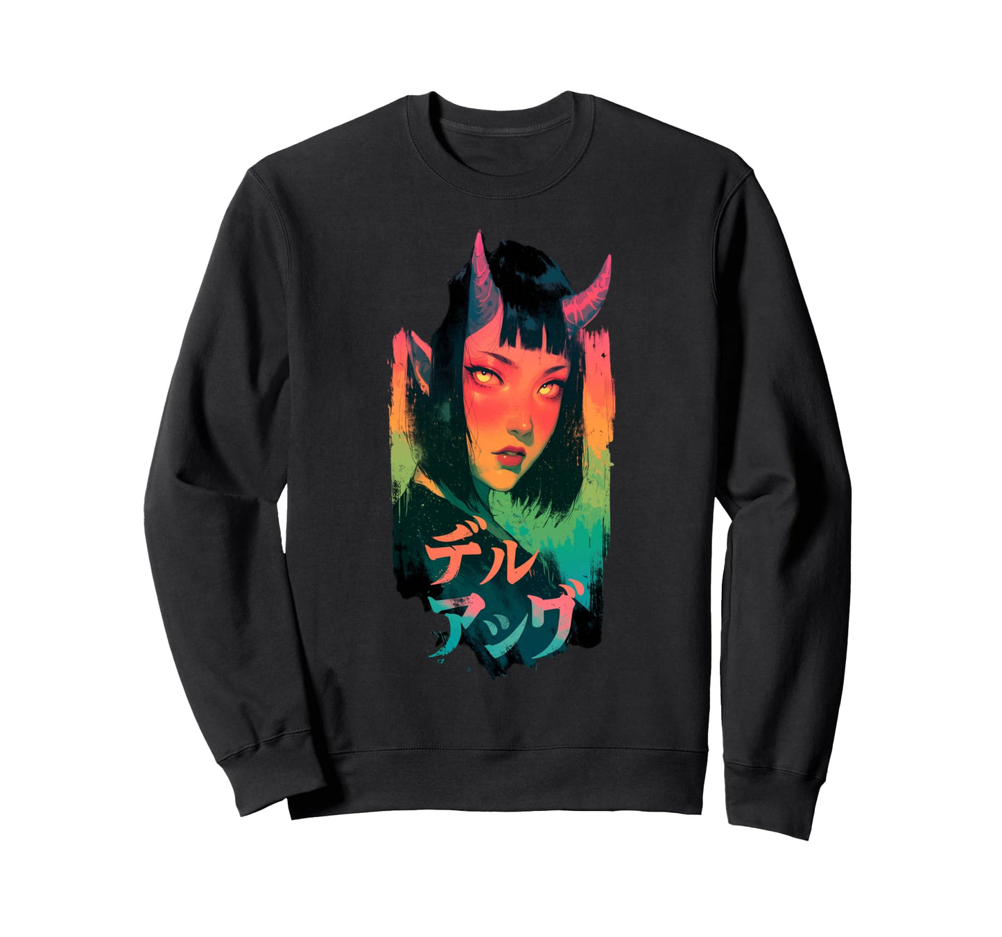 Goth Grunge Demon Anime Waifu Sweatshirt - Custom Art Print for Adults - T-Shirt, Sweatshirt, Hoodie